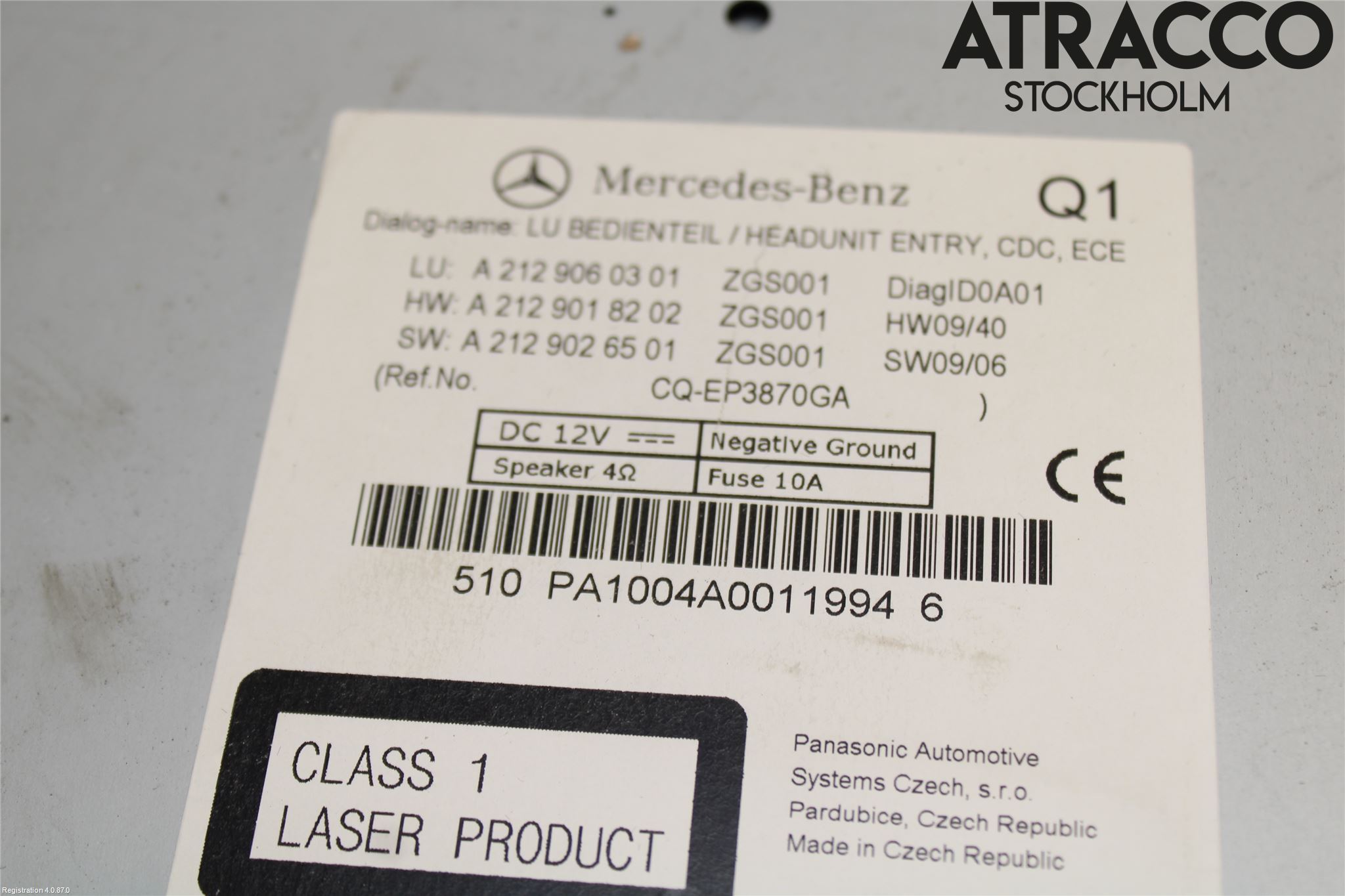 Mercedes-Benz MB E-KLASS (W212) 09-16 Stereo Radio Med Cd