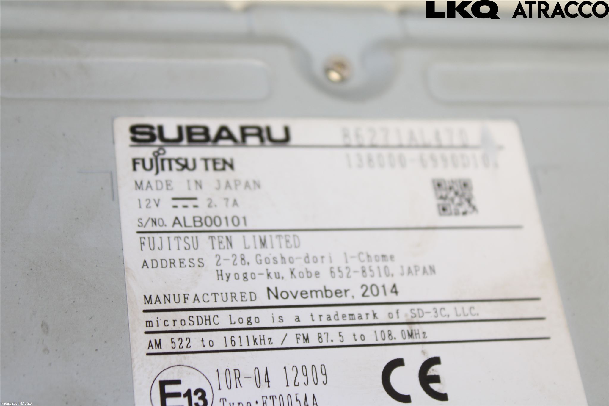 Subaru OUTBACK 15-20 Stereo Radio Med Cd