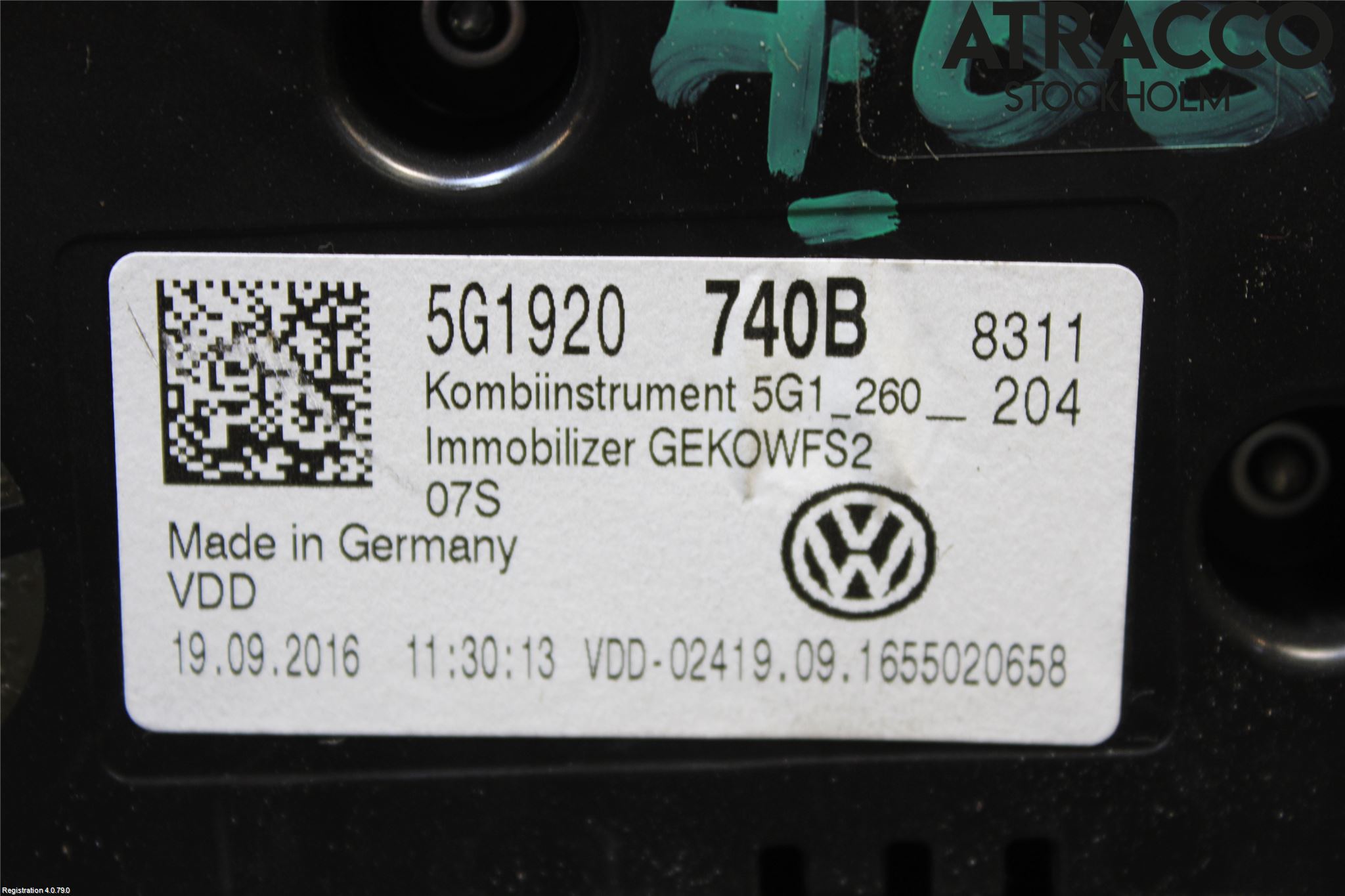 Volkswagen VW GOLF / E-GOLF VII 13-20 Instr Kombinert