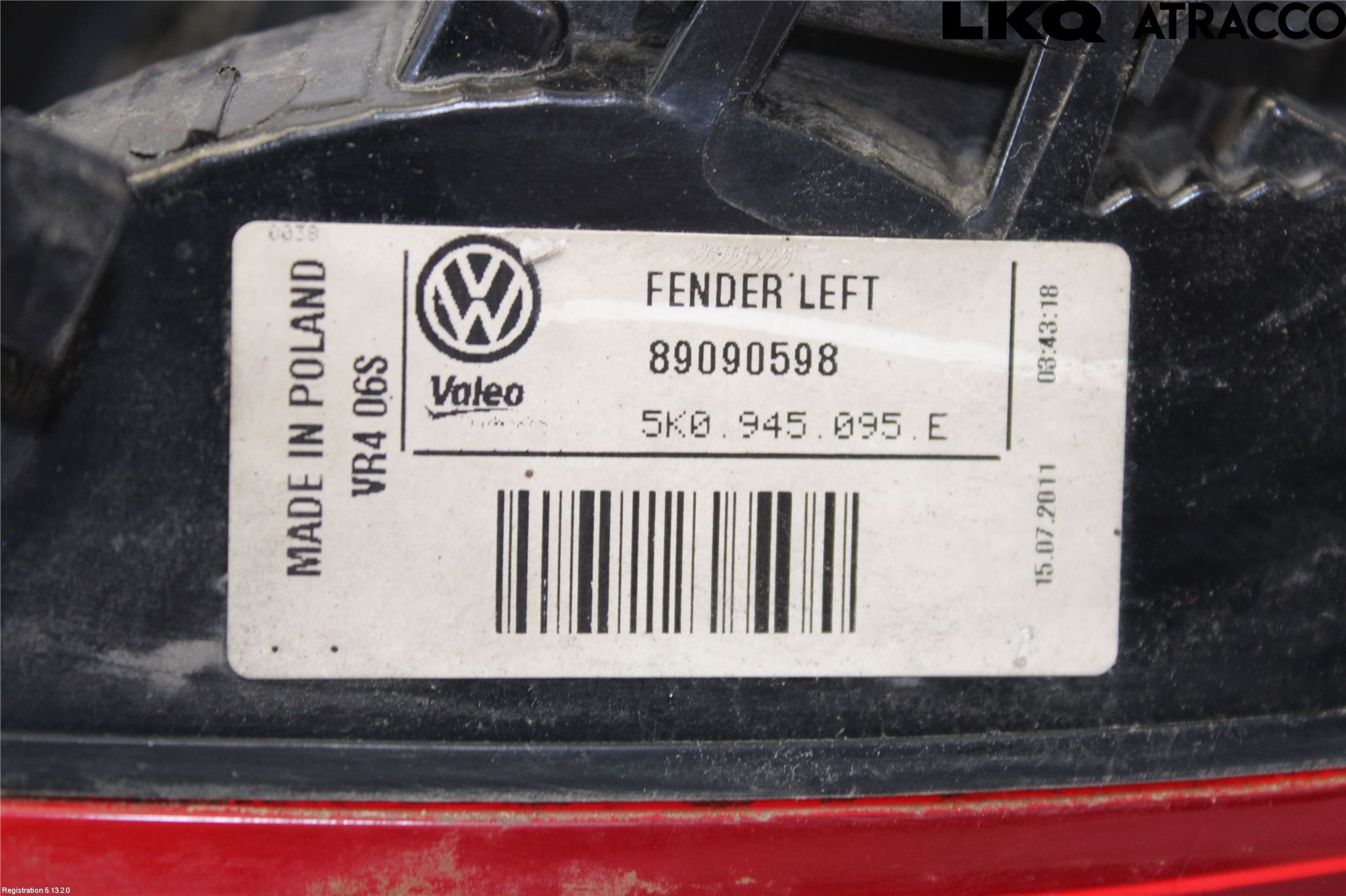 Volkswagen VW GOLF VI 09-13 Baklykt Venstre