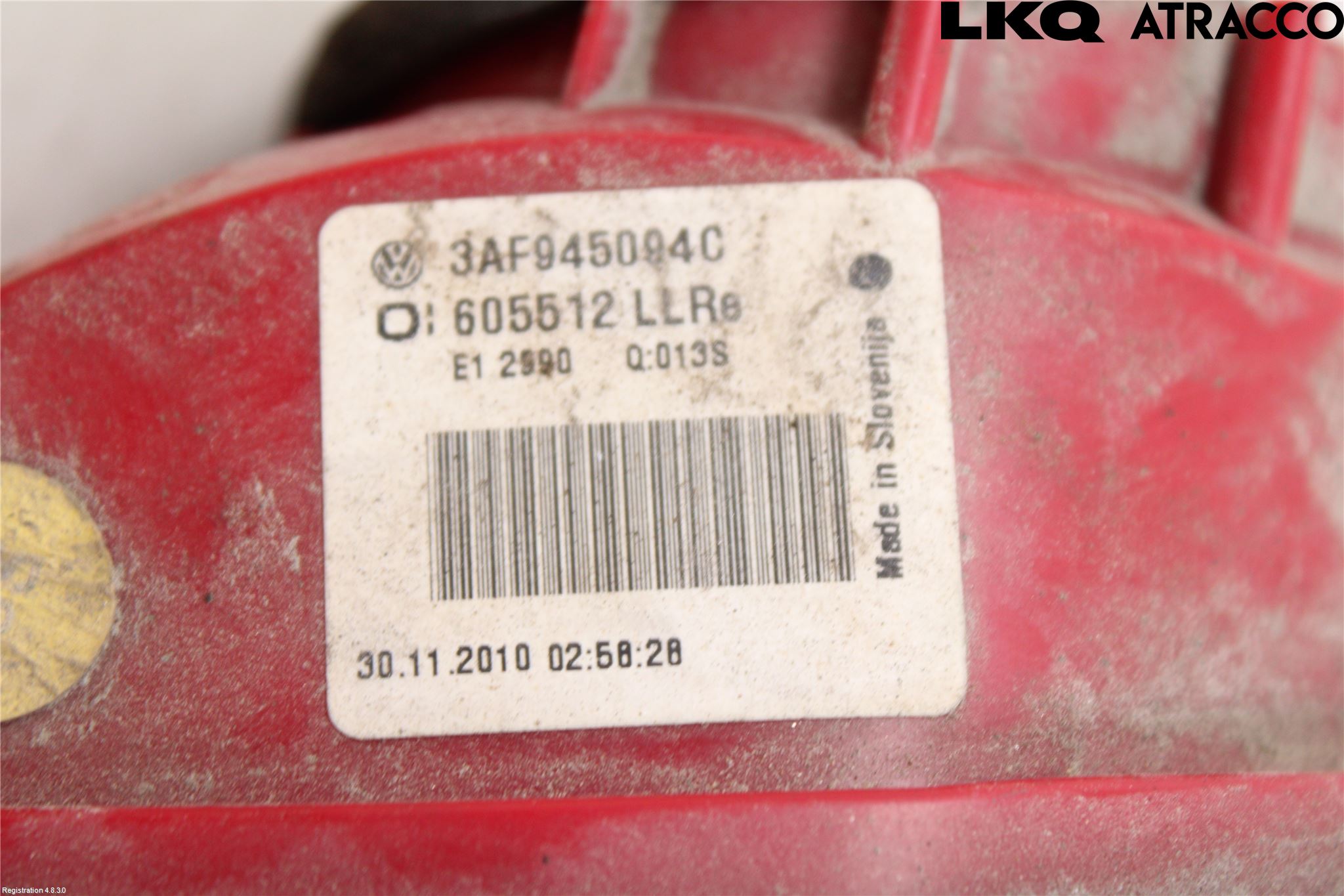Volkswagen VW PASSAT 11-14 Baklykt Høyre  På Luke(Indre)
