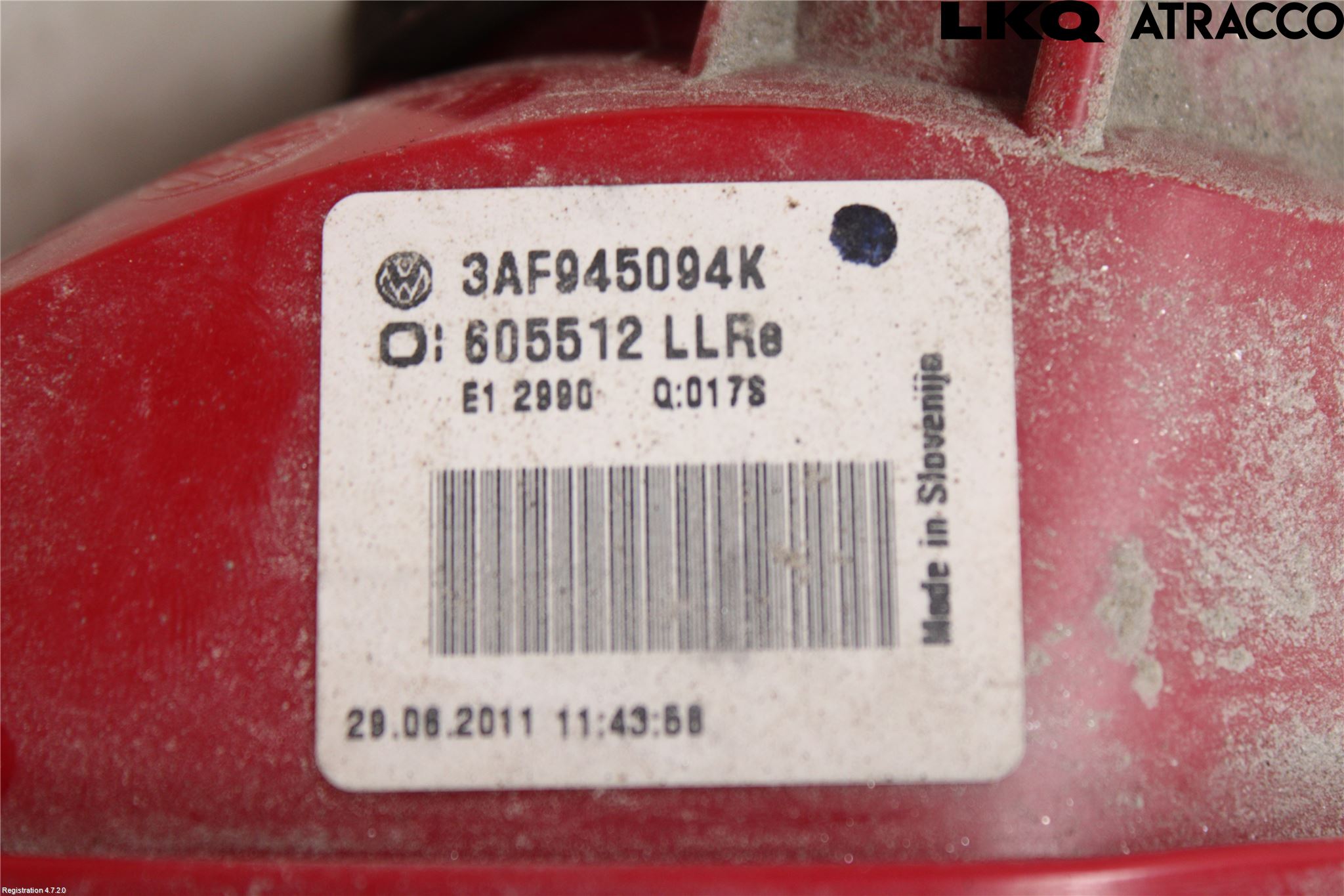 Volkswagen VW PASSAT 11-14 Baklykt Høyre  På Luke(Indre)