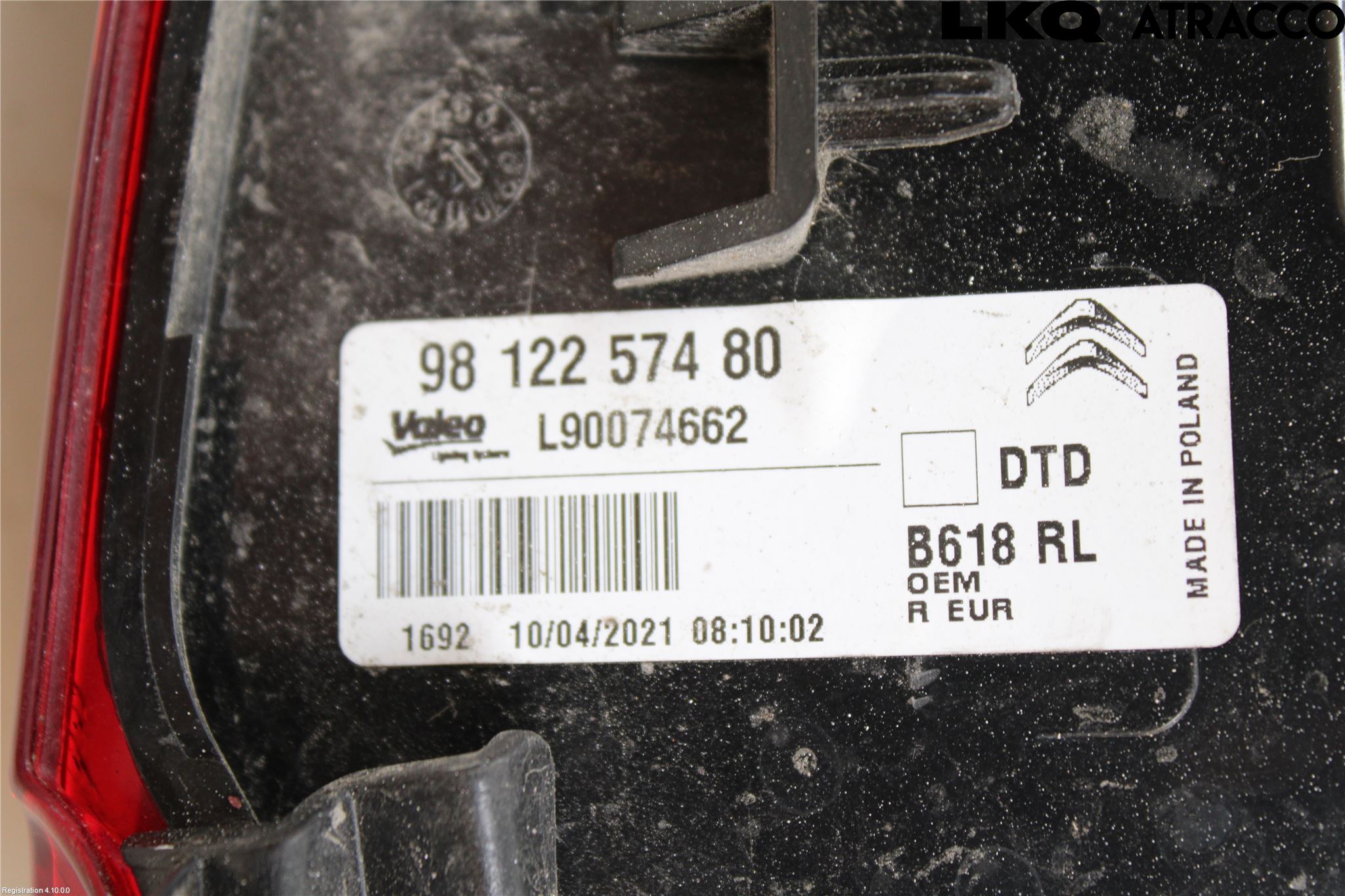 Citroen COTROEN C3 17-24 Baklykt Høyre