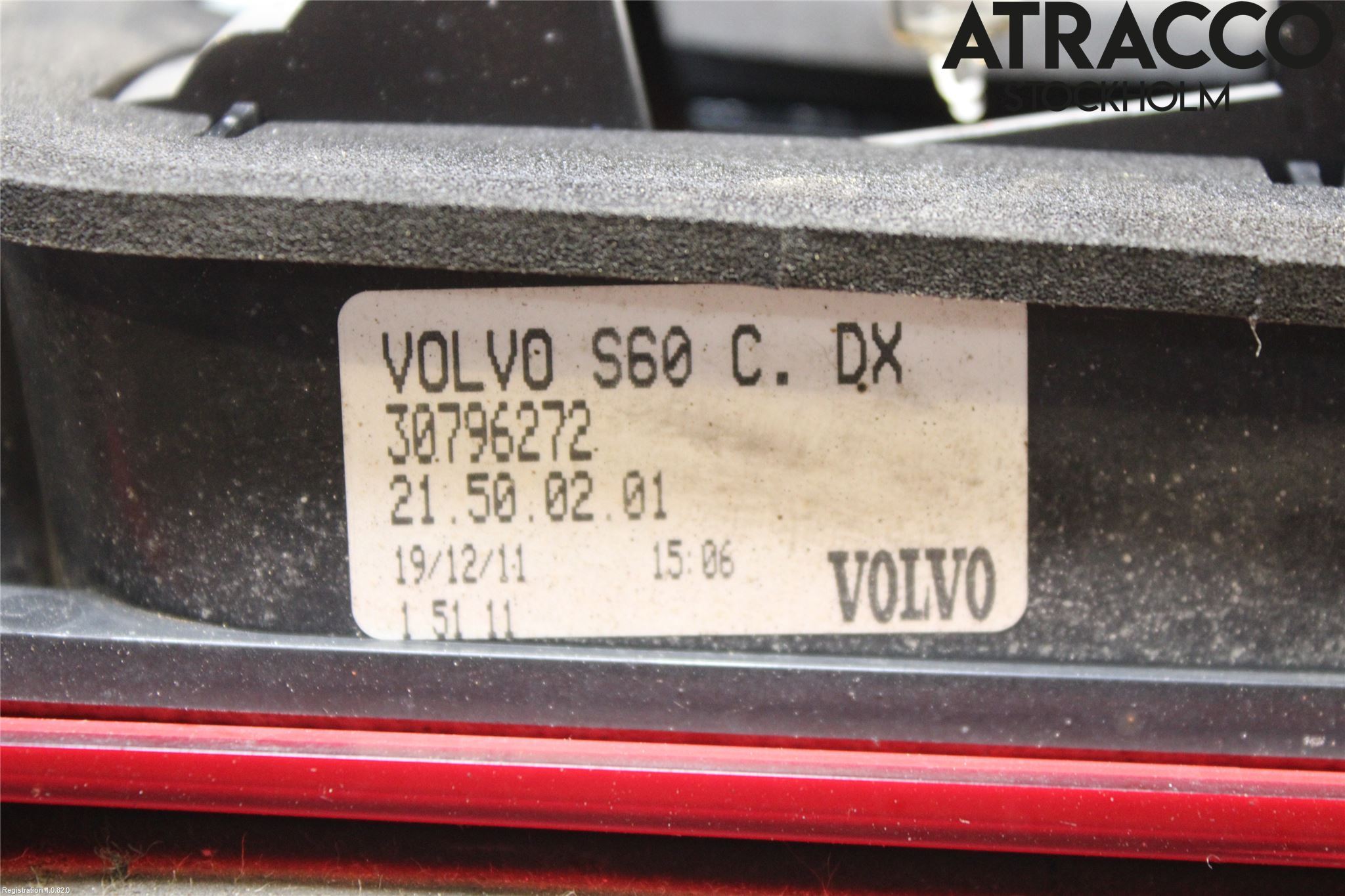 Volvo S60 11-13 Baklykt Høyre  På Luke(Indre)