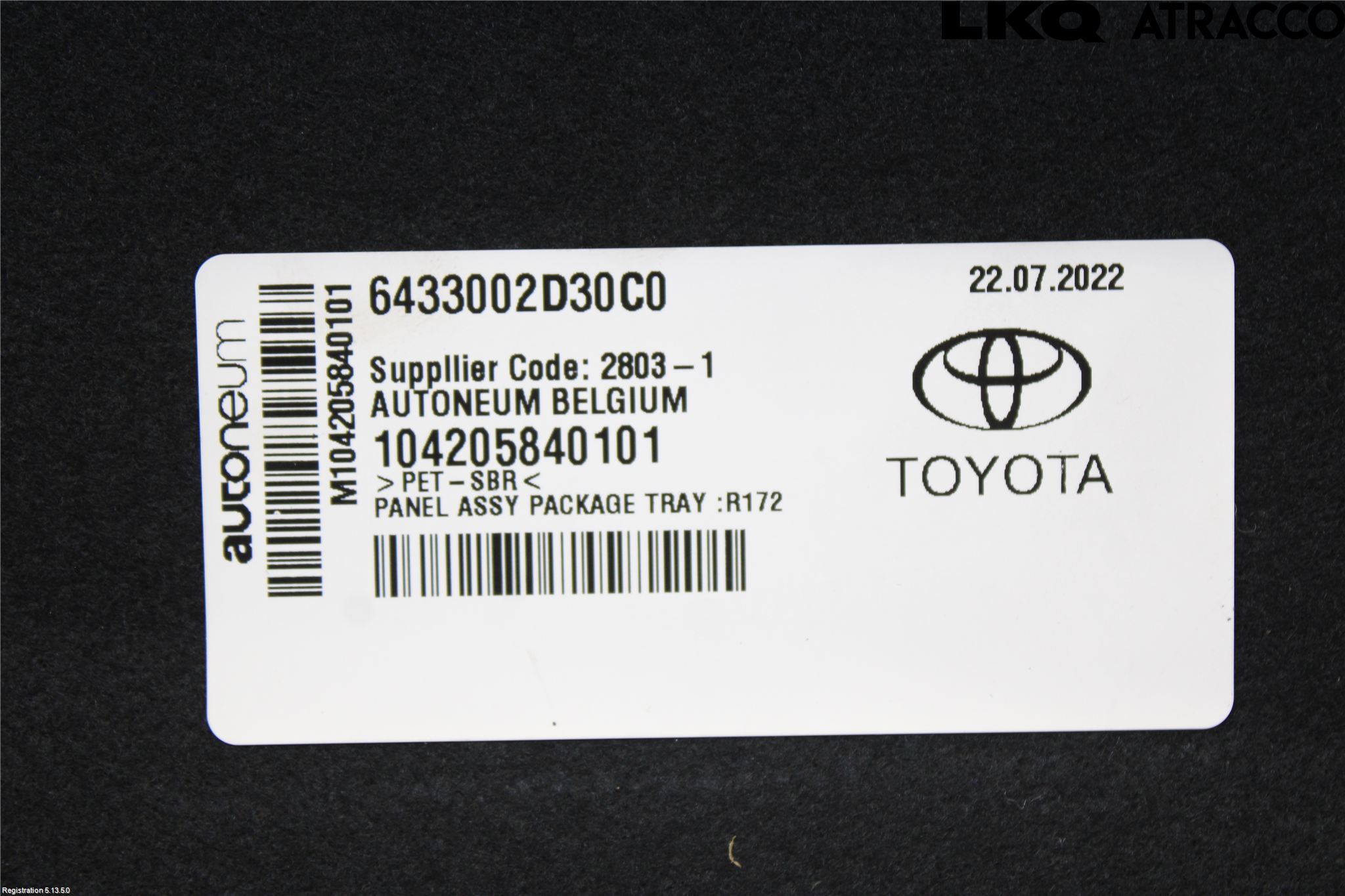 Toyota AURIS 13-19 Innr Hattehylle