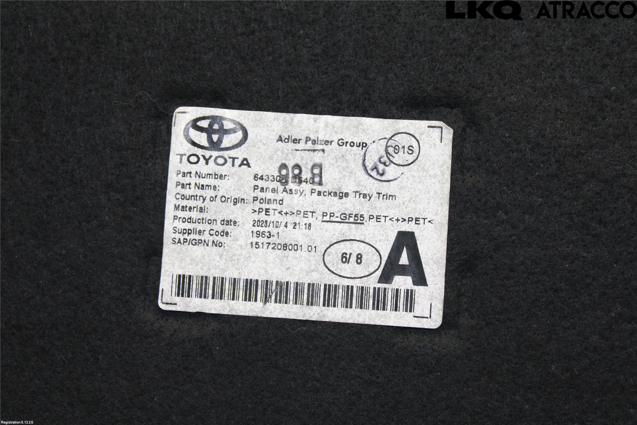 Toyota YARIS XP21 20- Innr Bakluketrekk