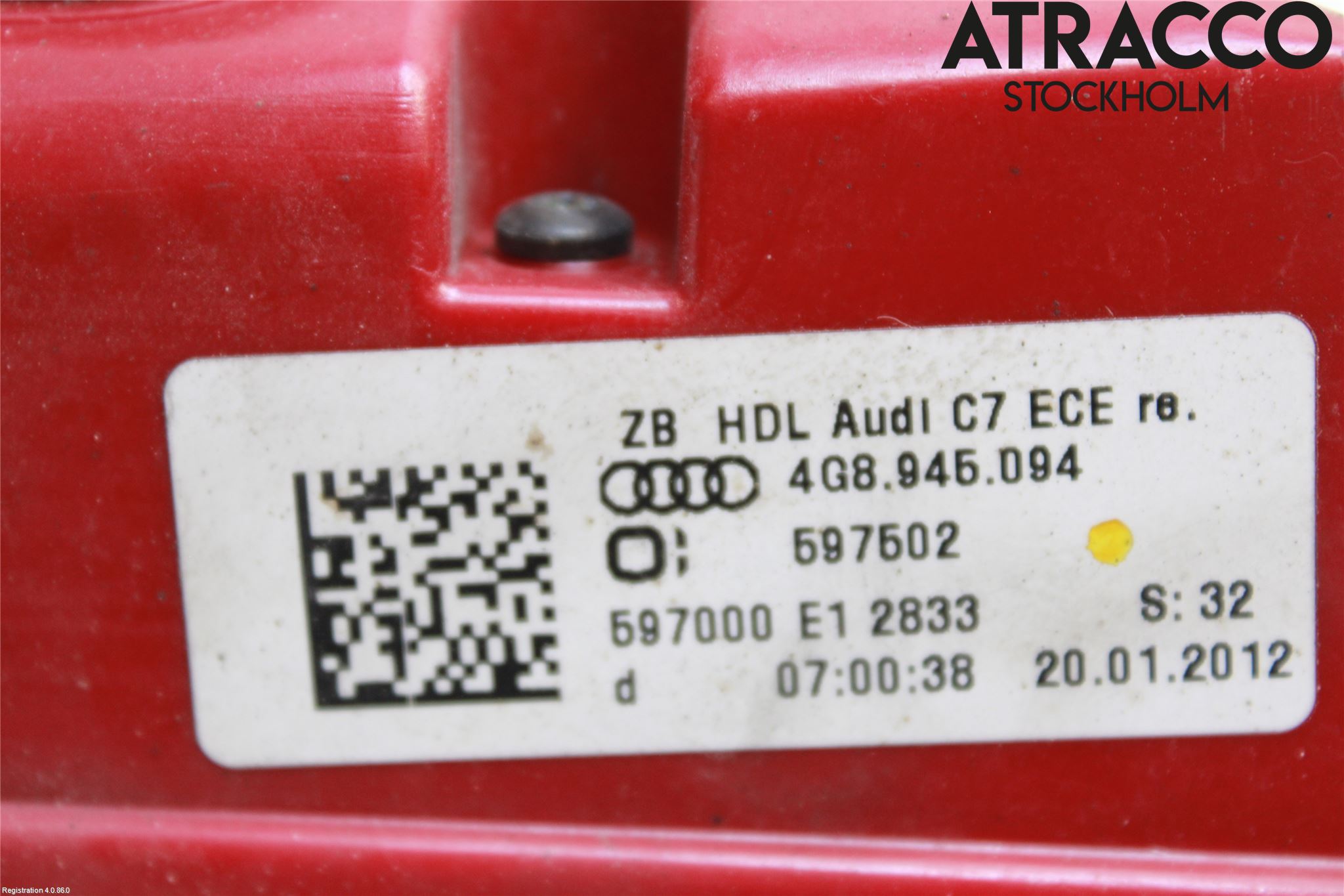 Audi A7/S7 4G 11-17 Baklykt Høyre  På Luke(Indre)