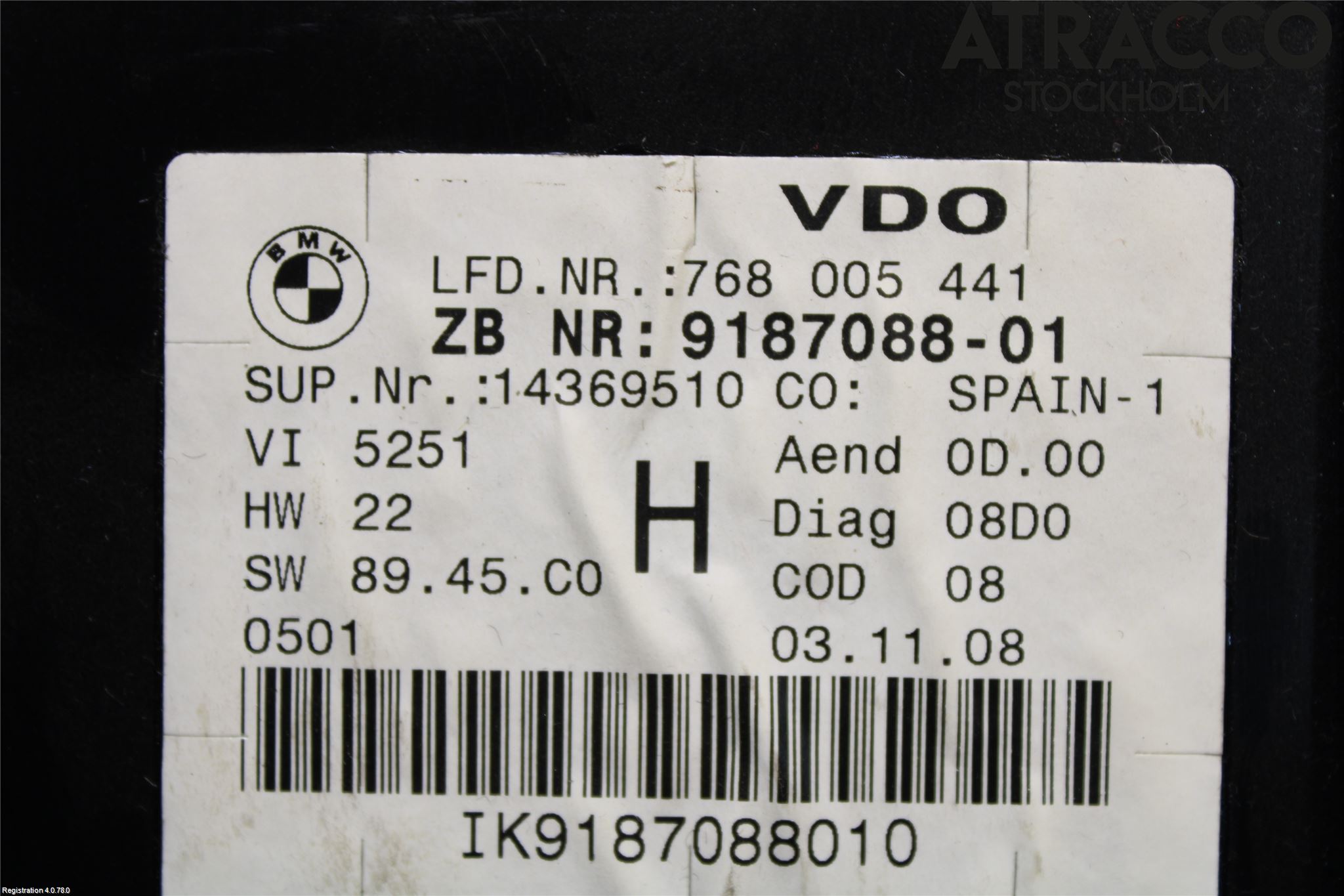 BMW 3 E90/91 SED/TOU 05-12 Instr Kombinert