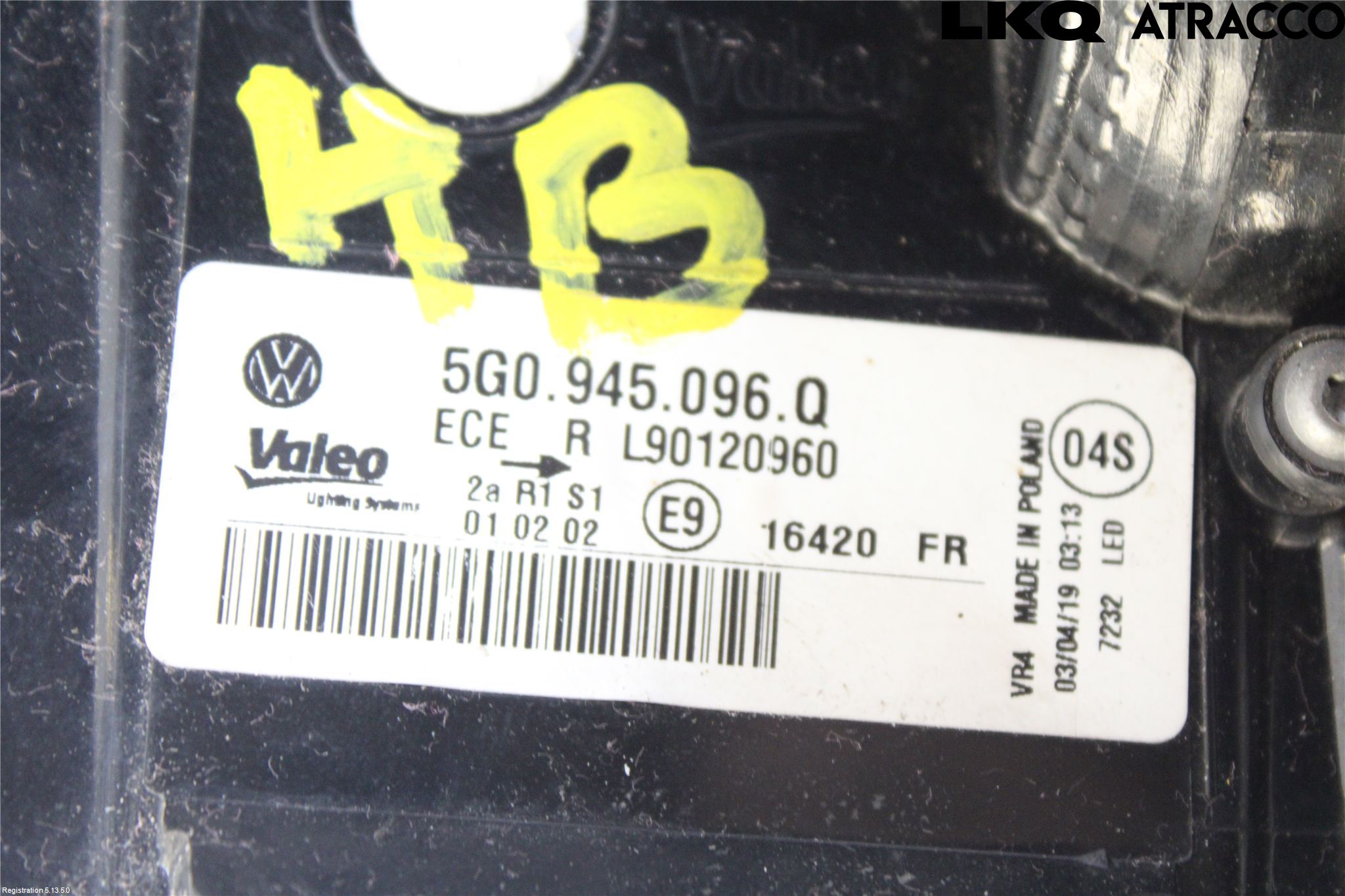 Volkswagen VW GOLF / E-GOLF VII 13-20 Baklykt Høyre