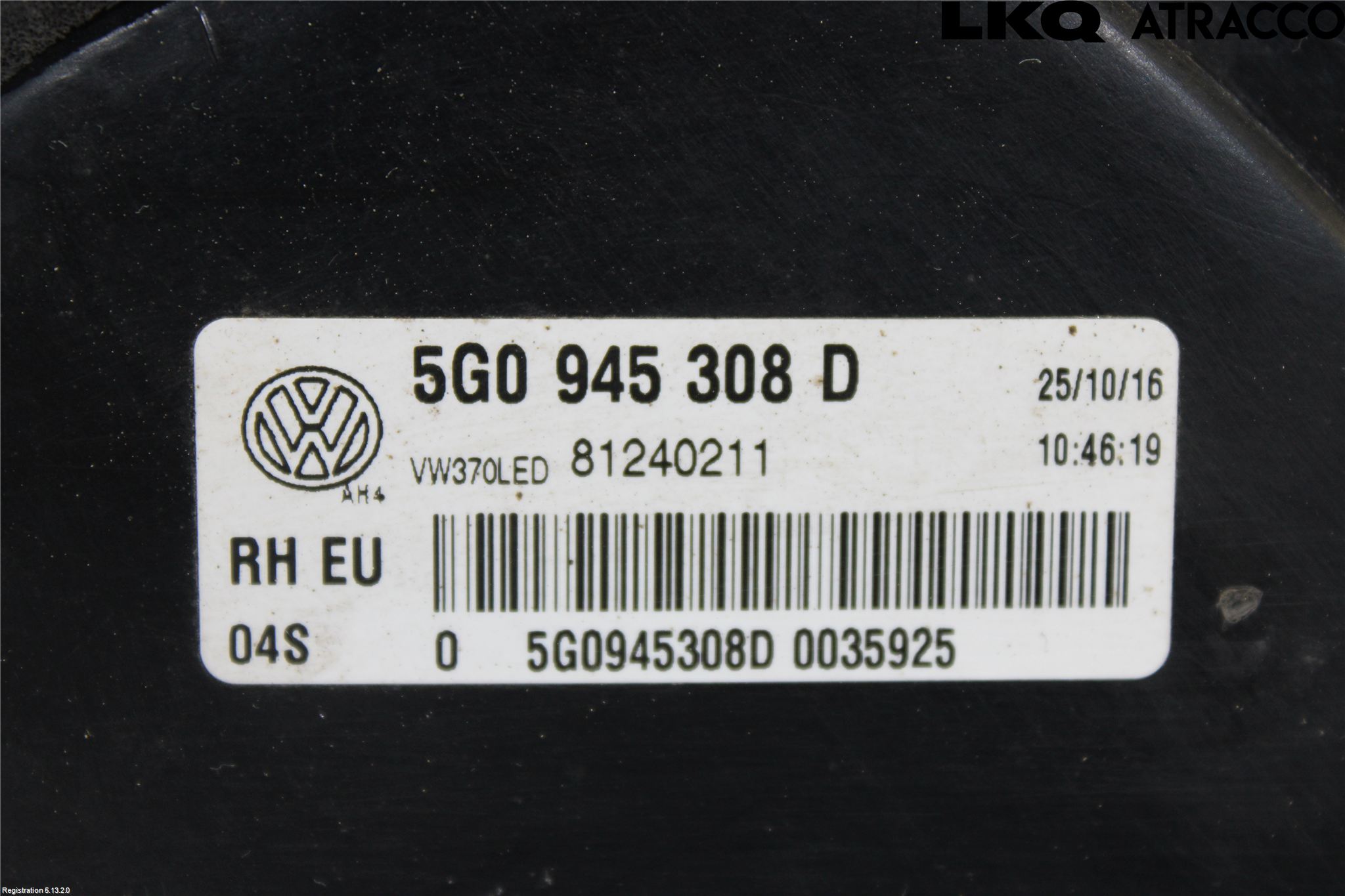 Volkswagen VW GOLF / E-GOLF VII 13-20 Baklykt Høyre  På Luke(Indre)