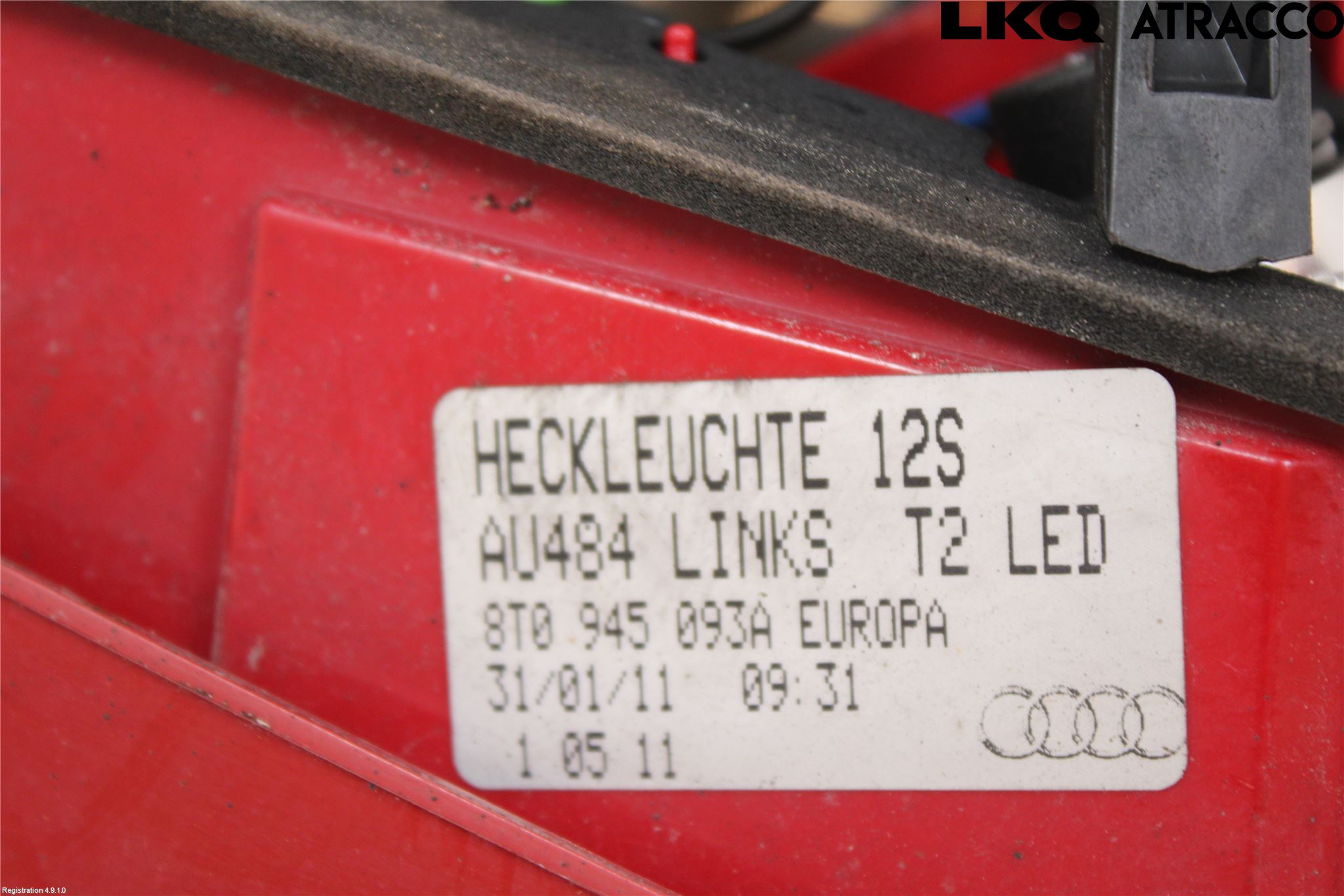 Audi A4/S4 08-11 Baklykt Venstre  På Luke(Indre