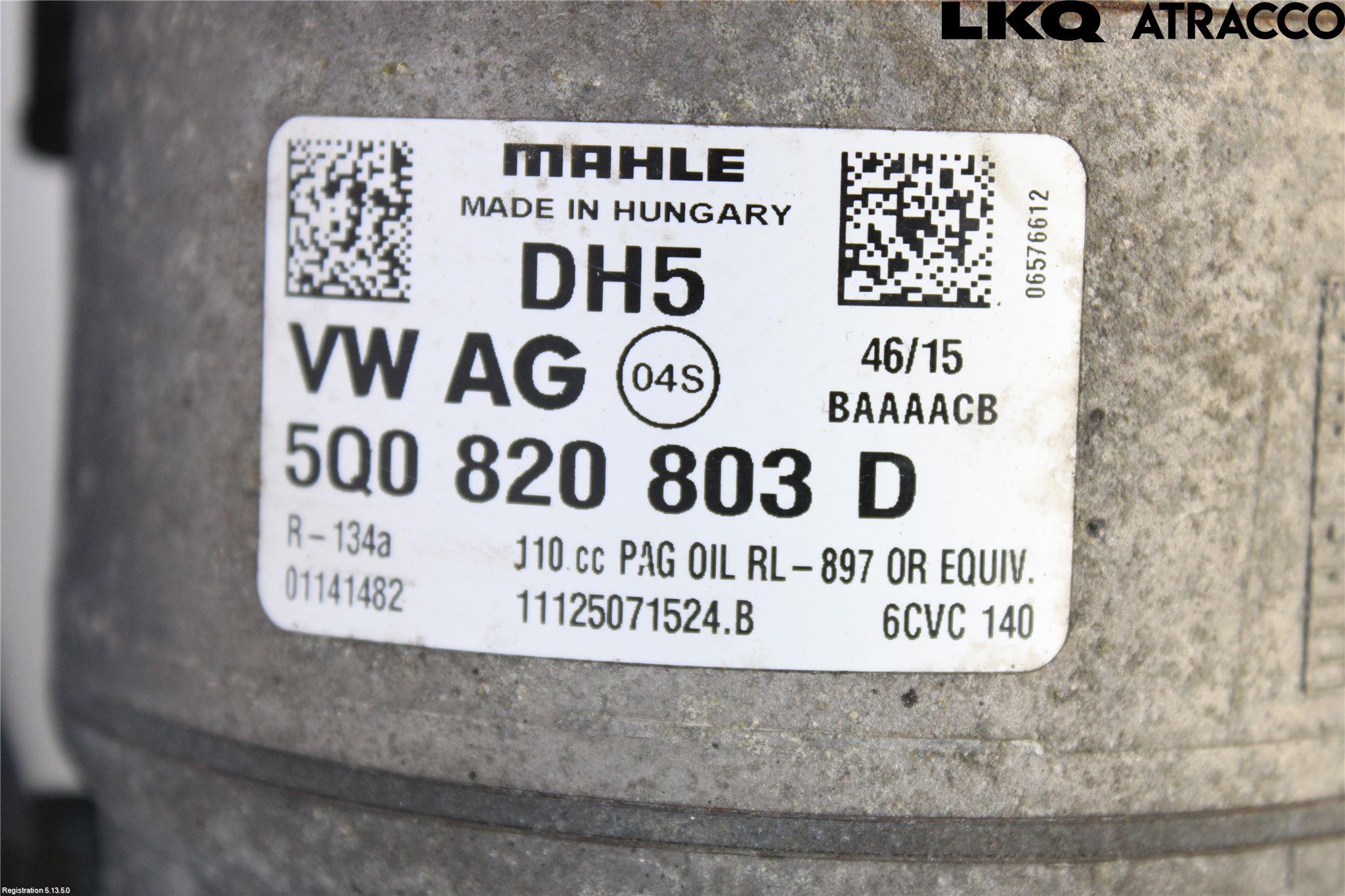 Volkswagen VW GOLF / E-GOLF VII 13-20 Varme Ac Kompressor