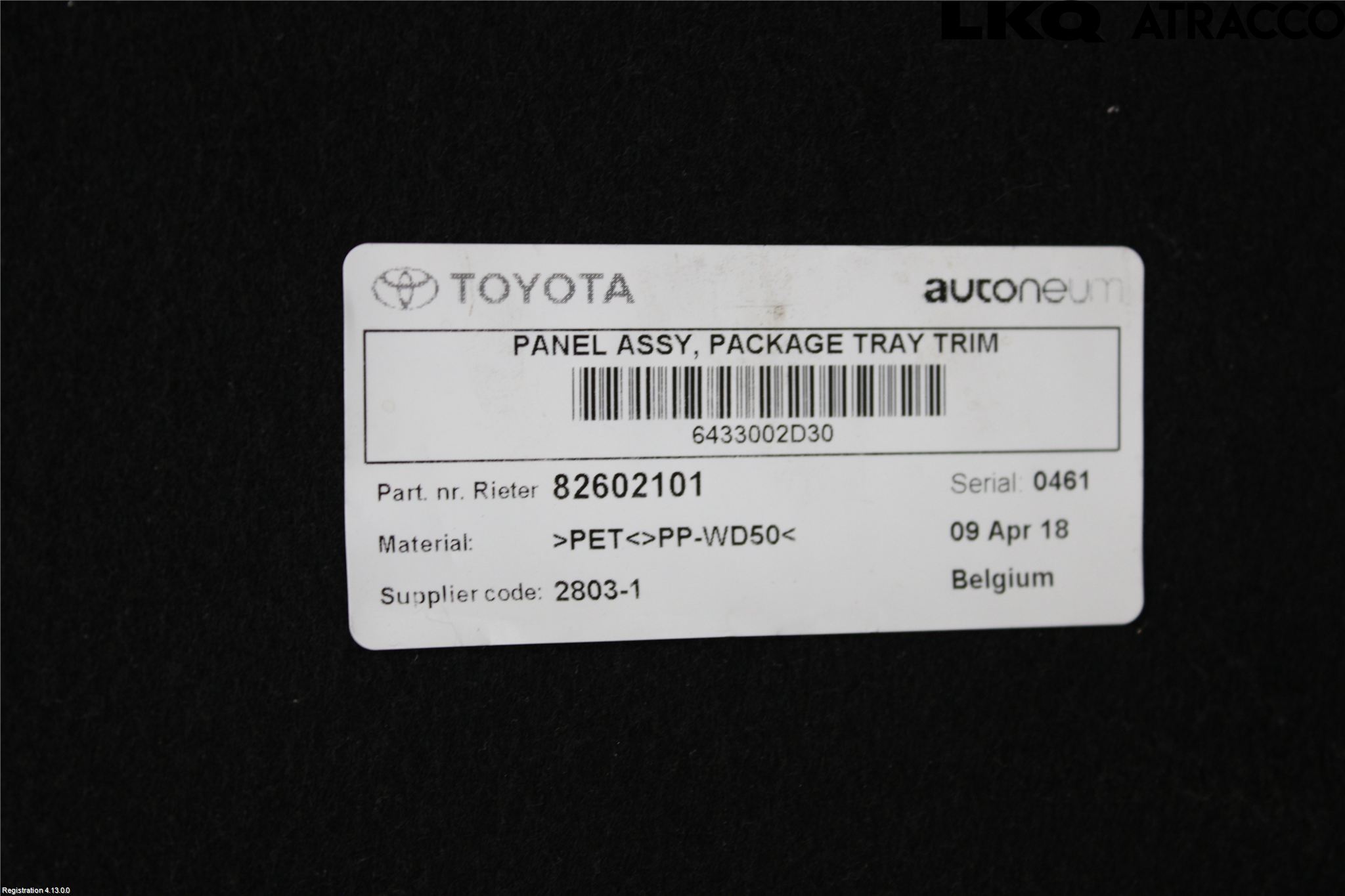 Toyota AURIS 13-19 Innr Hattehylle