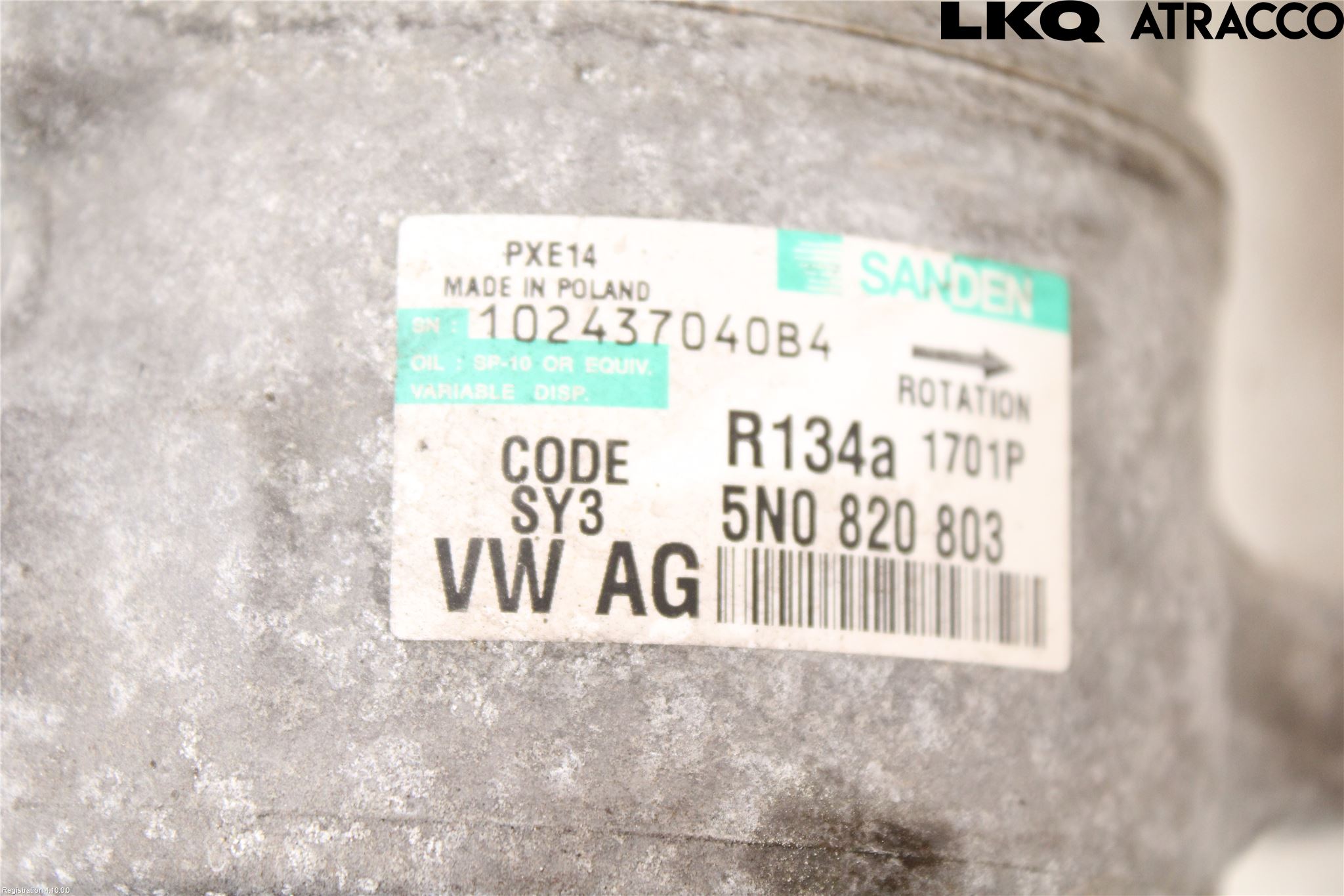 Volkswagen VW GOLF VI 09-13 Varme Ac Kompressor
