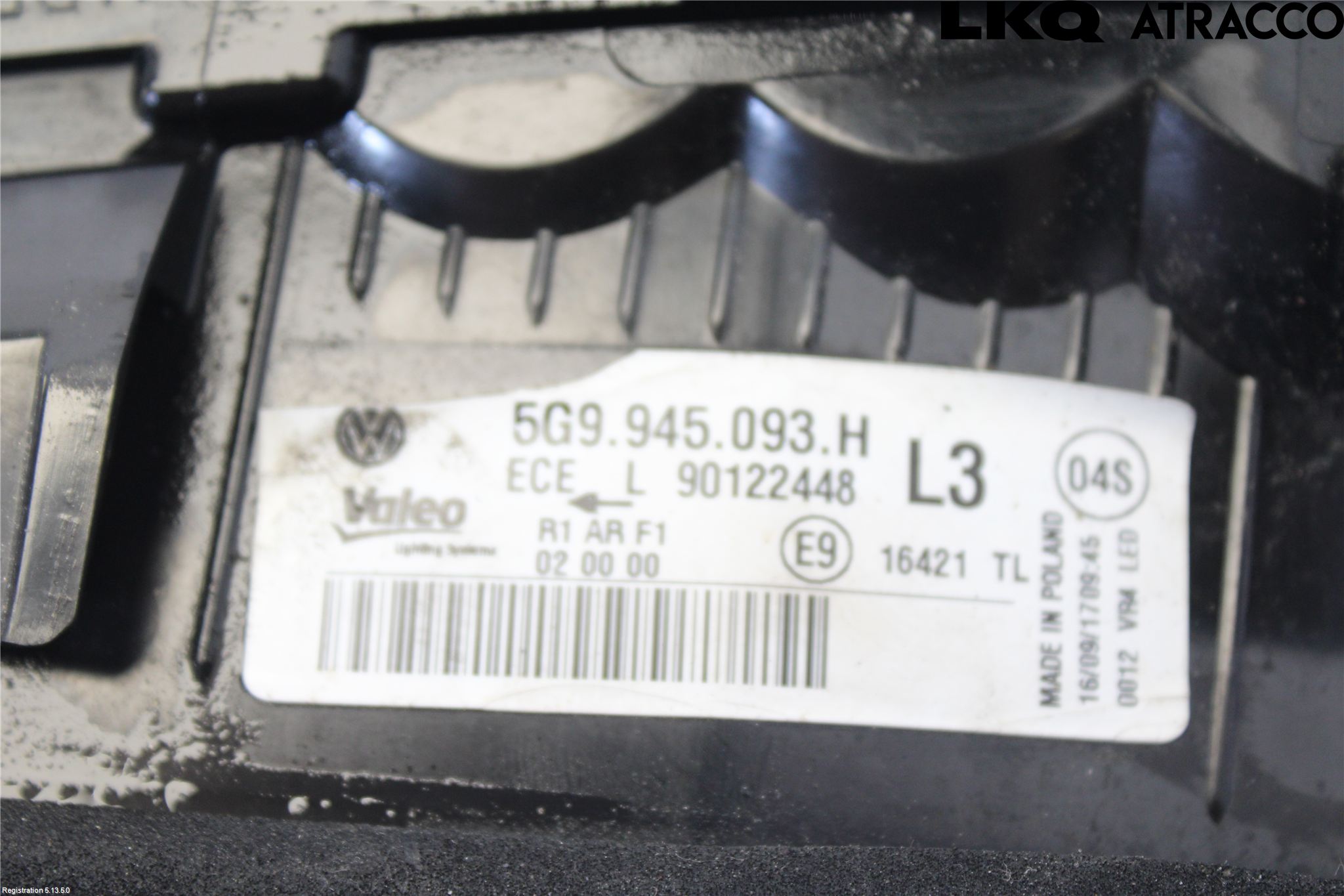 Volkswagen VW GOLF / E-GOLF VII 13-20 Baklykt Venstre  På Luke(Indre