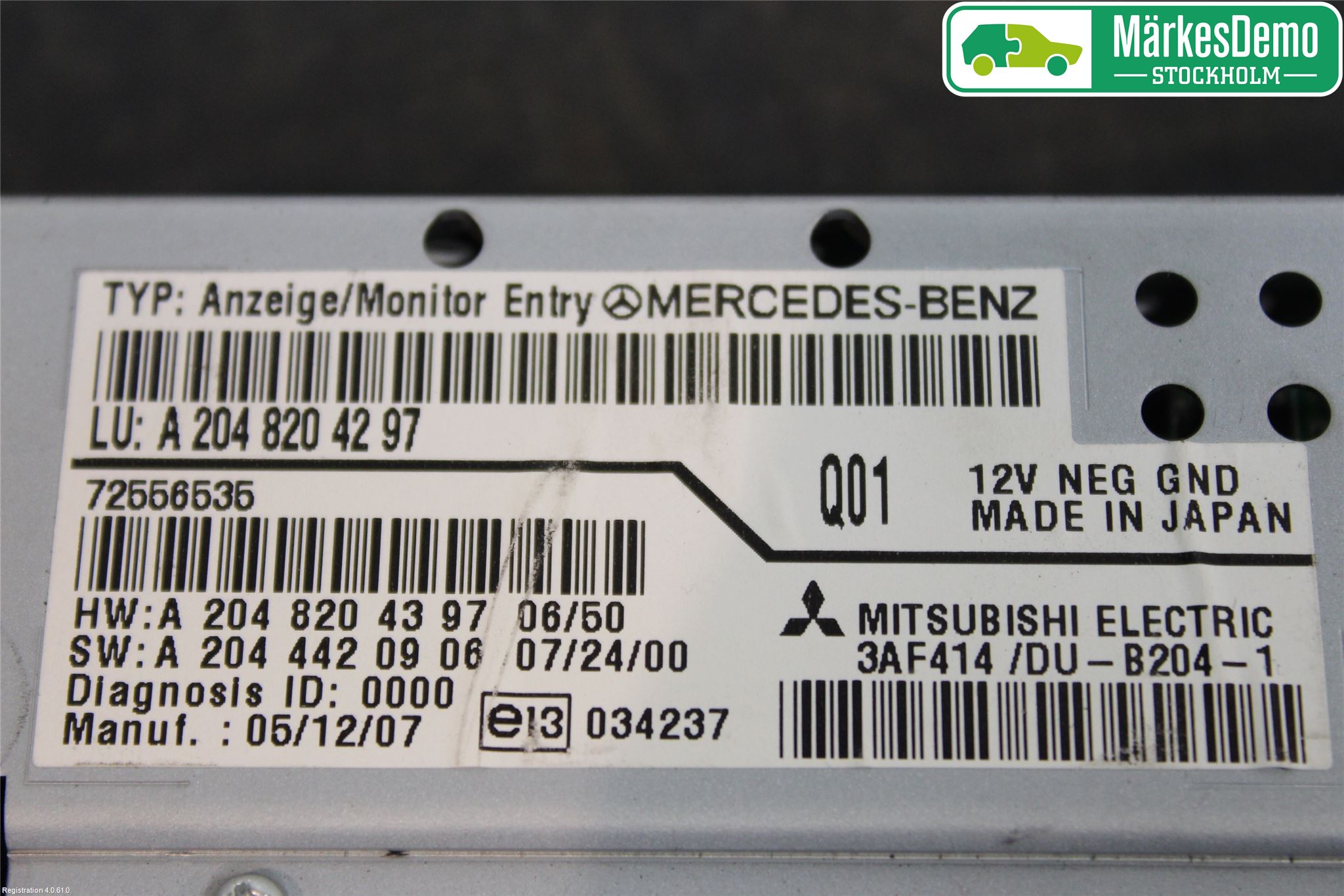 Mercedes-Benz MB C-KLASS (W204) 07-15 Kjørecomputer