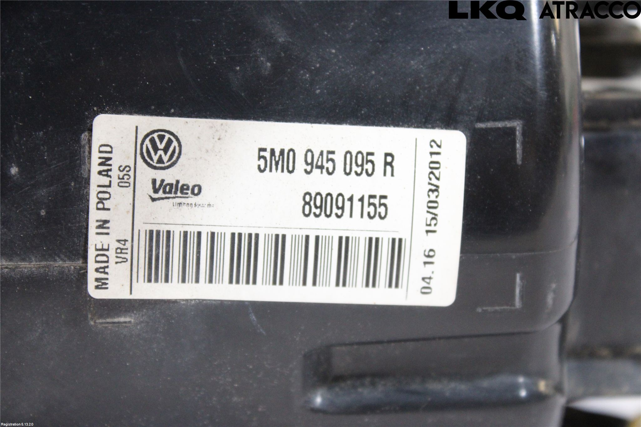 Volkswagen VW GOLF PLUS/CROSS GOLF 04-14 Baklykt Venstre