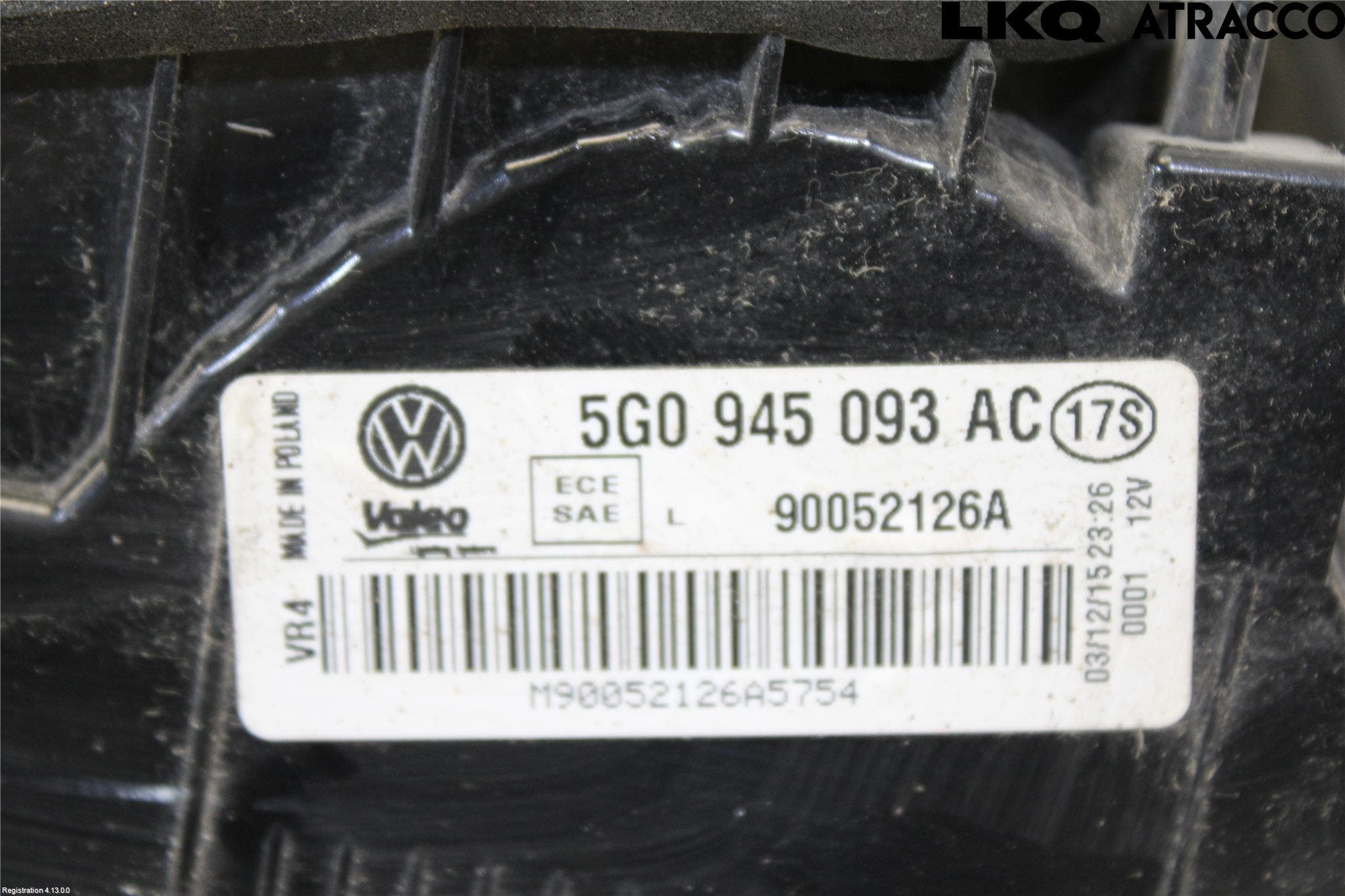 Volkswagen VW GOLF / E-GOLF VII 13-20 Baklykt Venstre På Luke(Indre