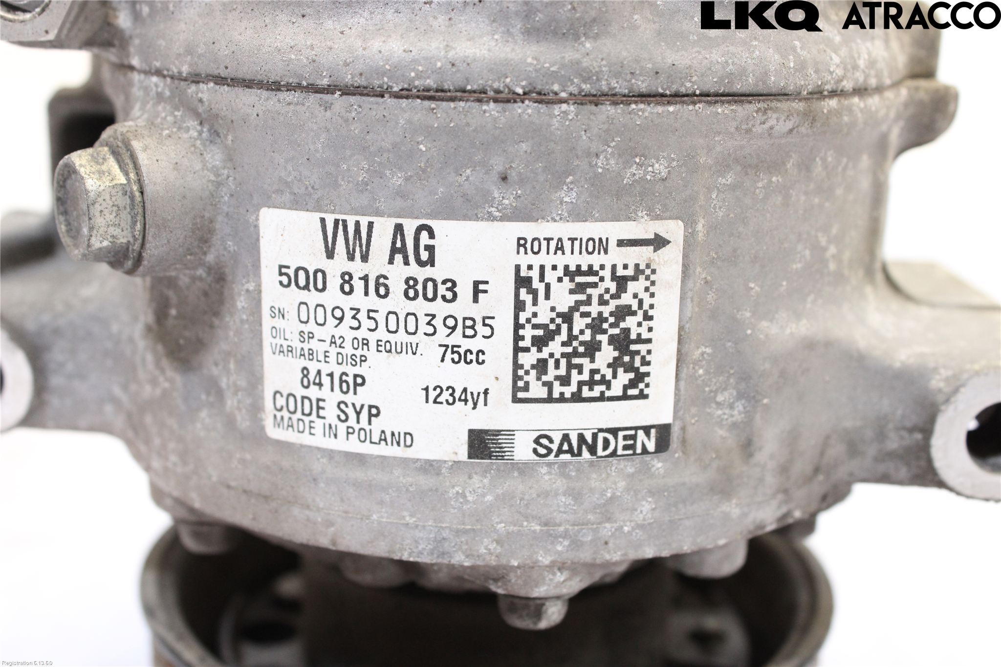 Volkswagen VW GOLF / E-GOLF VII 13-20 Varme Ac Kompressor
