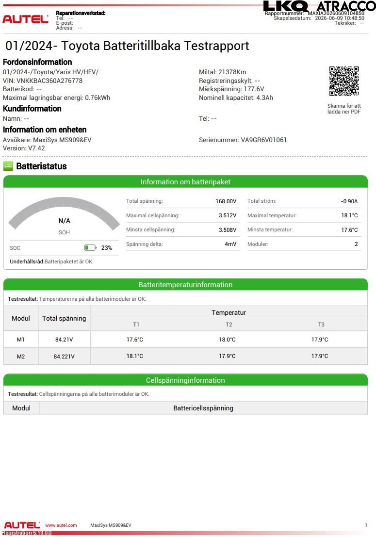 Toyota YARIS XP21 20- Hybrid Batteri