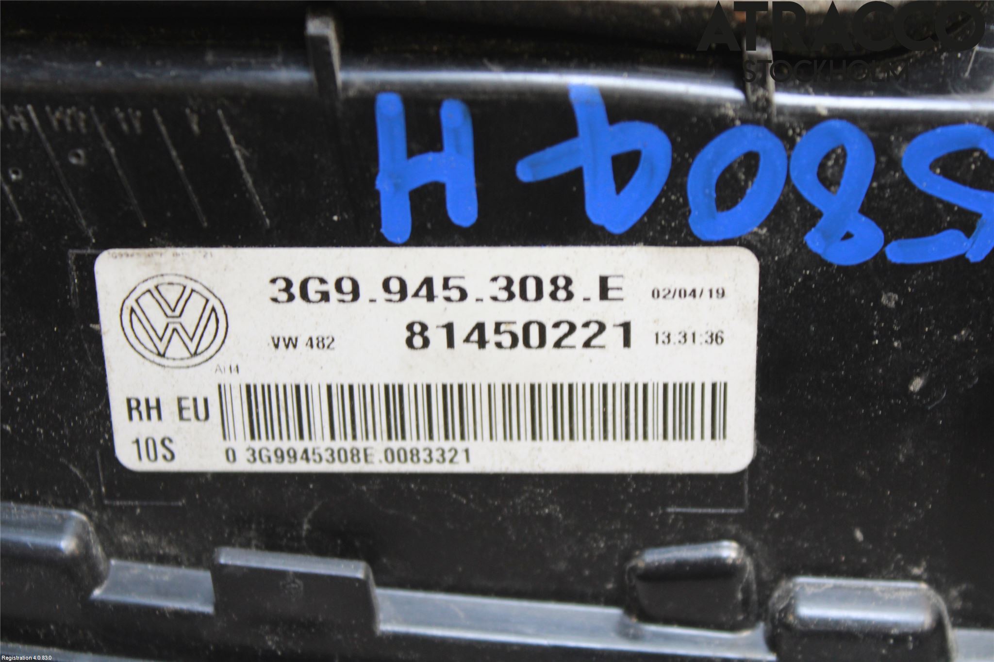Volkswagen VW PASSAT 15-19 Baklykt Høyre  På Luke(Indre)