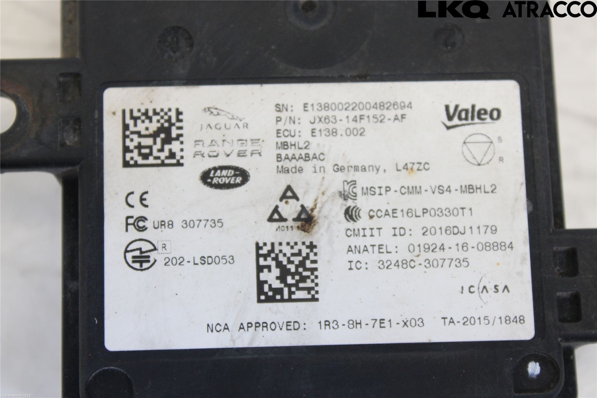 Landrover RANGE ROVER VELAR (L560) 17- Sensor Kollisjonsbeskyttelse