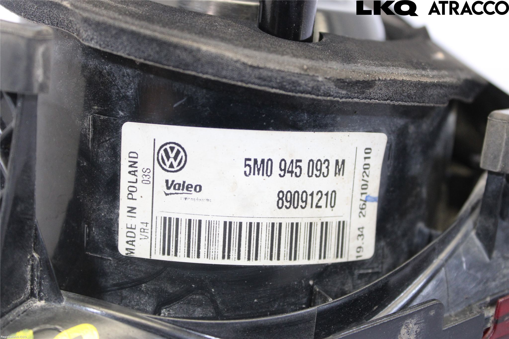 Volkswagen VW GOLF PLUS/CROSS GOLF 04-14 Baklykt Venstre  På Luke(Indre