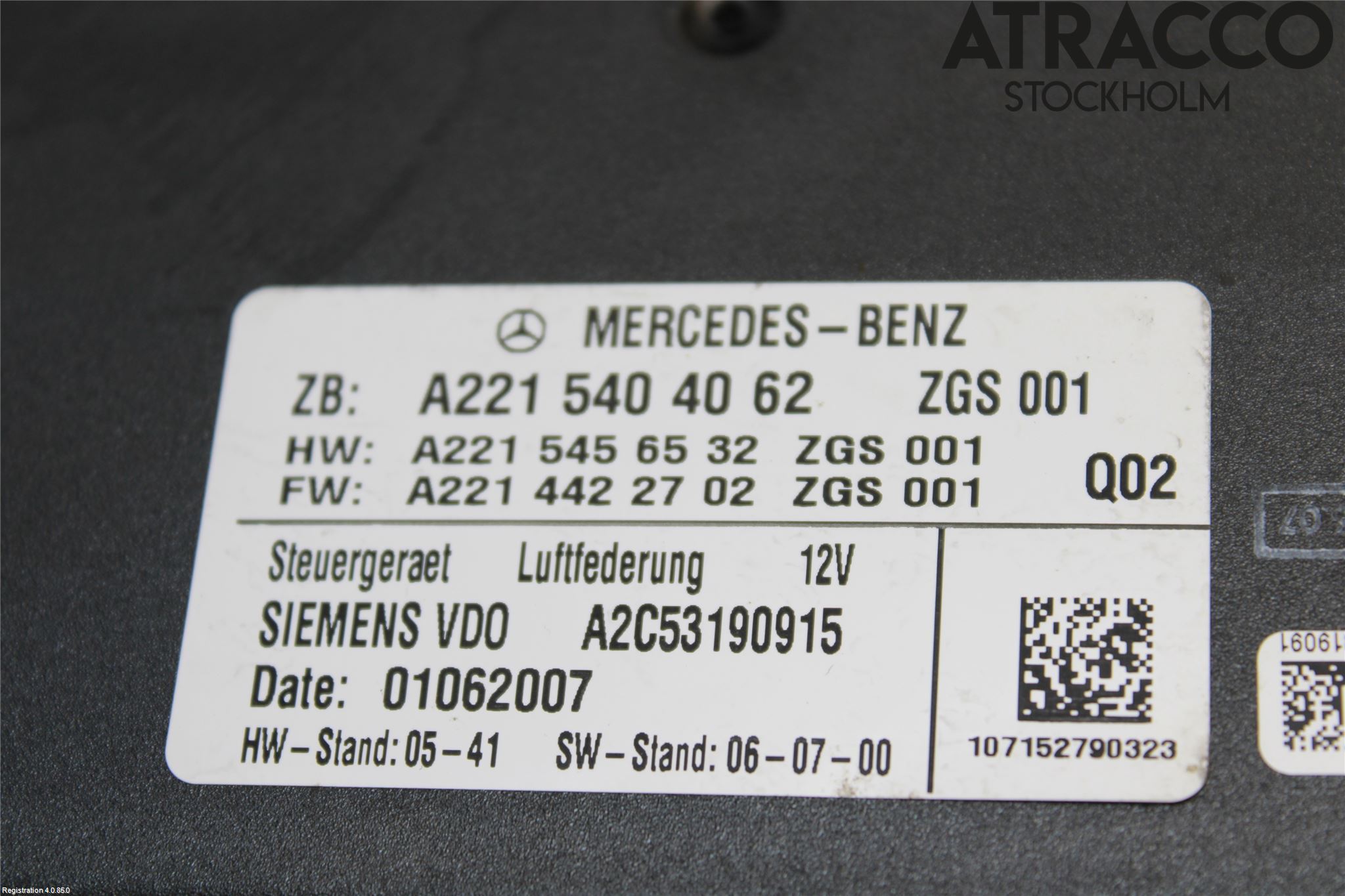 Mercedes-Benz MB S-KLASS (W221) 05-13 Styreenhet Fjæring