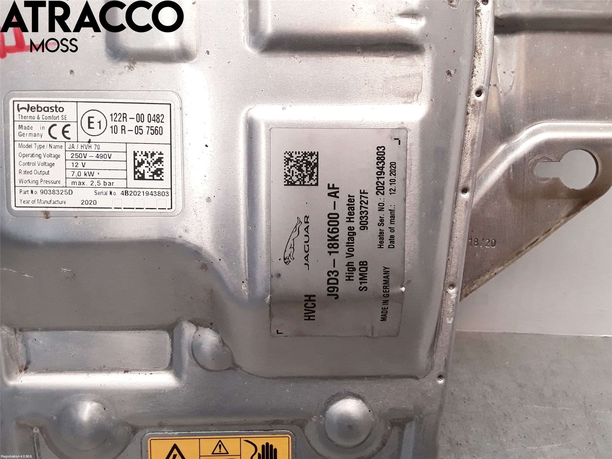 Jaguar I-PACE 18- Varmeapparat Register Komplett