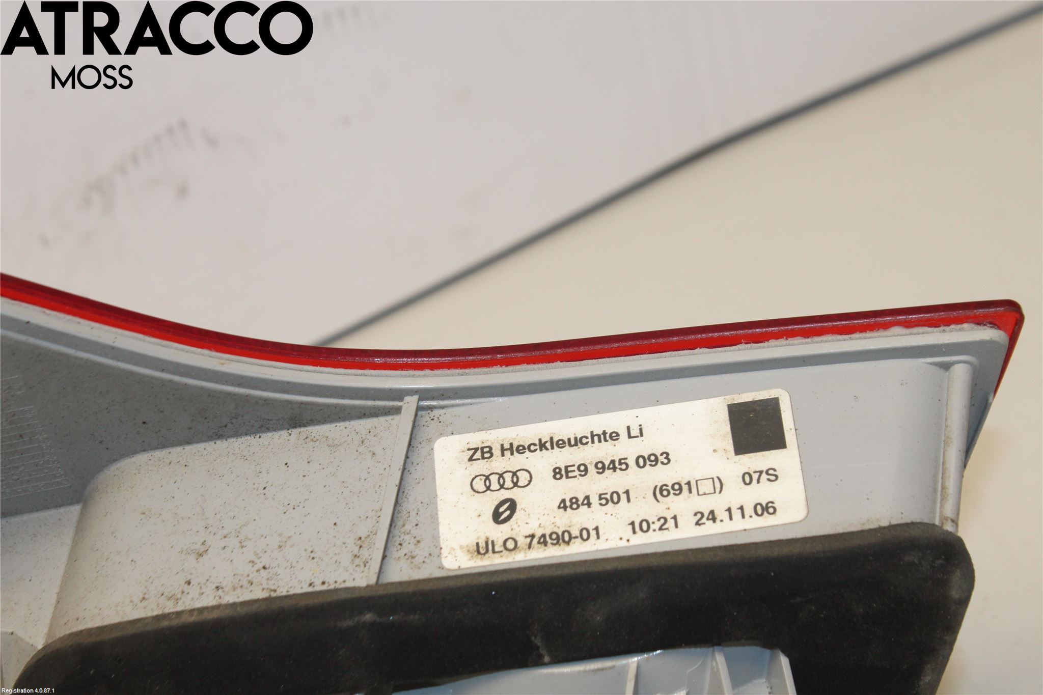 Audi A4/S4 05-07 Baklykt Venstre  På Luke(Indre