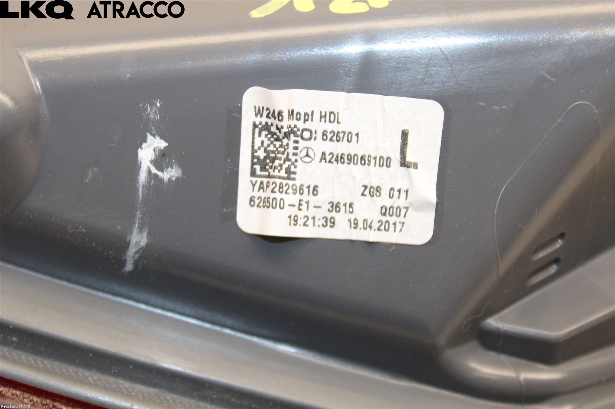 Mercedes-Benz MB B-KLASS (W246/W242) 12-19 Baklykt Venstre  På Luke(Indre