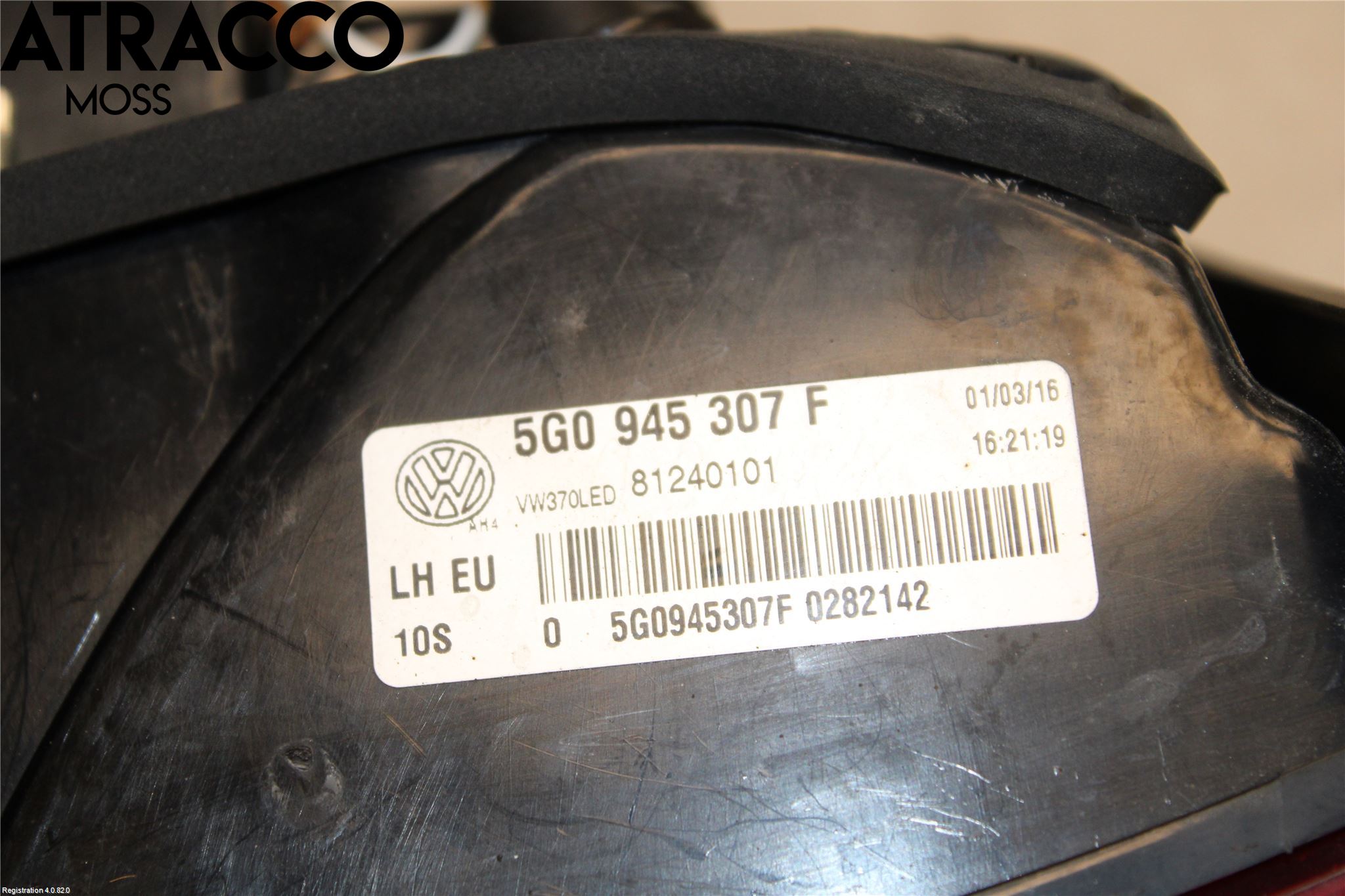 Volkswagen VW GOLF / E-GOLF VII 13-20 Baklykt Venstre  På Luke(Indre