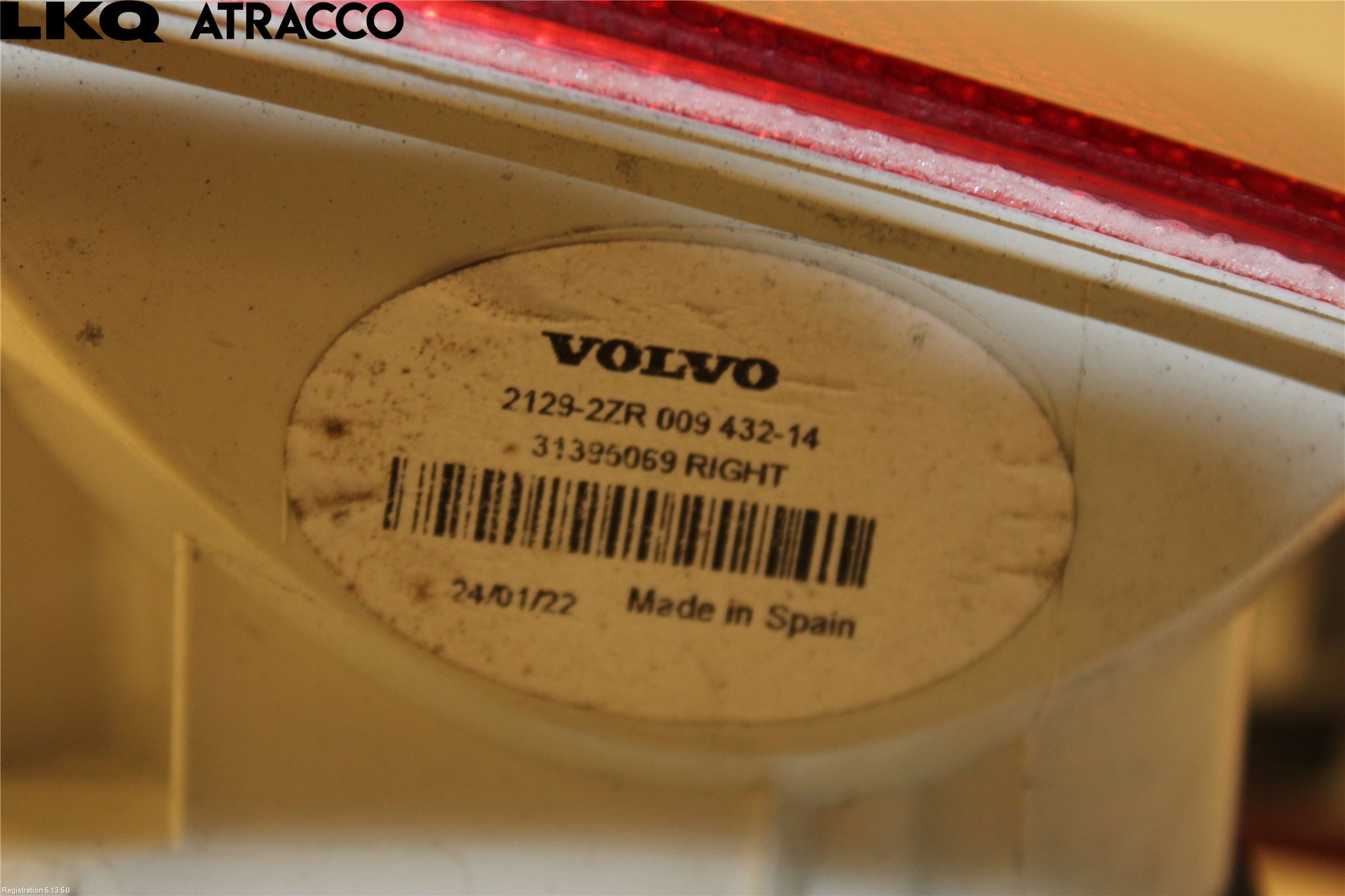 Volvo XC70 08-13 Baklykt Høyre