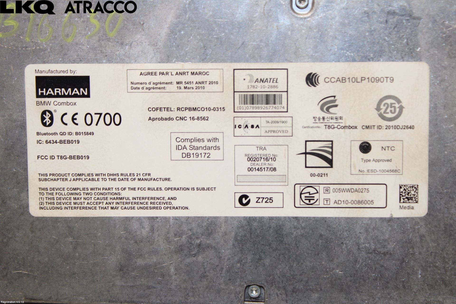 BMW 5 F10/F11/F18 09-17 Styreenhet Øvrig