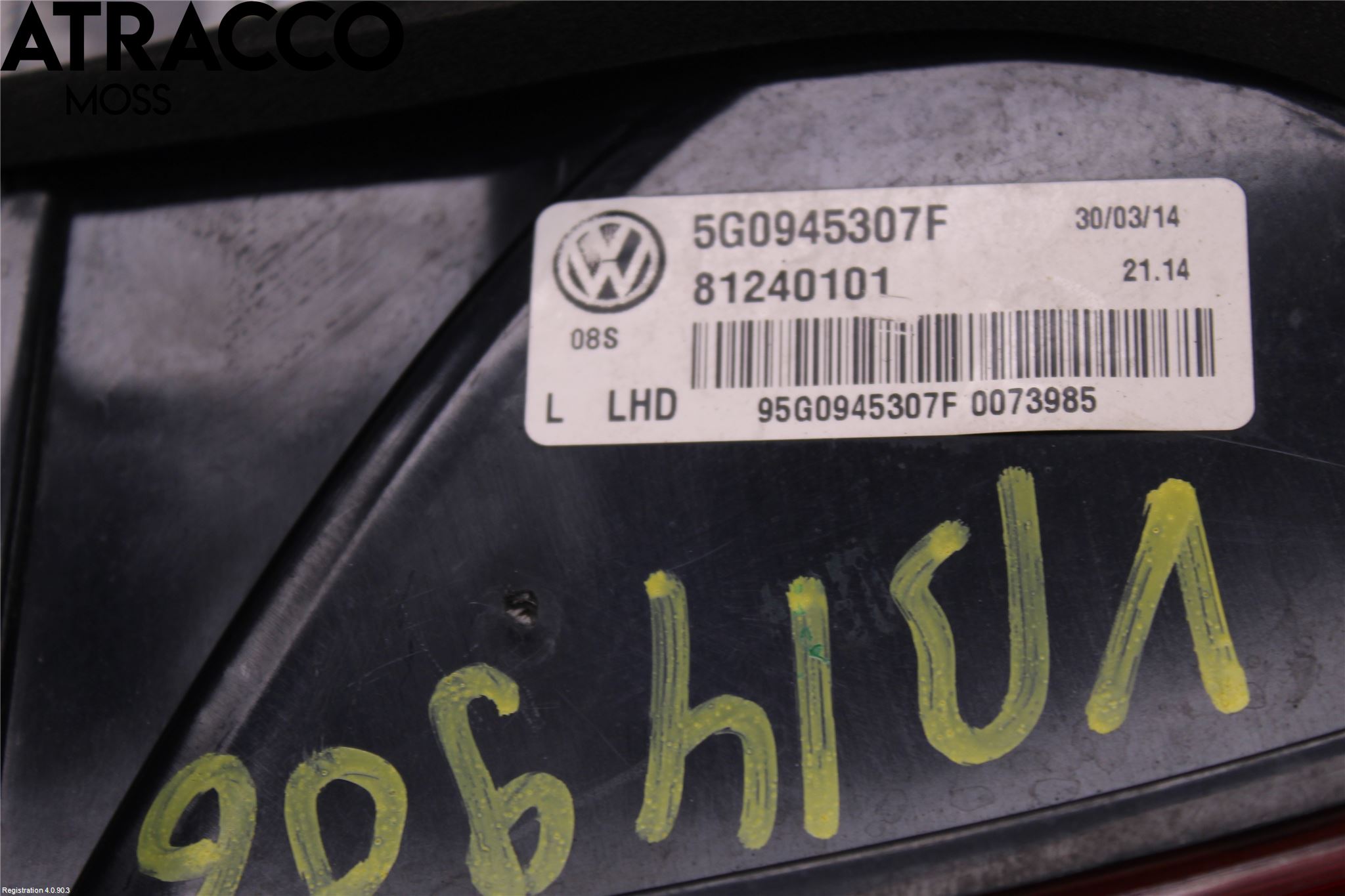 Volkswagen VW GOLF / E-GOLF VII 13-20 Baklykt Venstre  På Luke(Indre