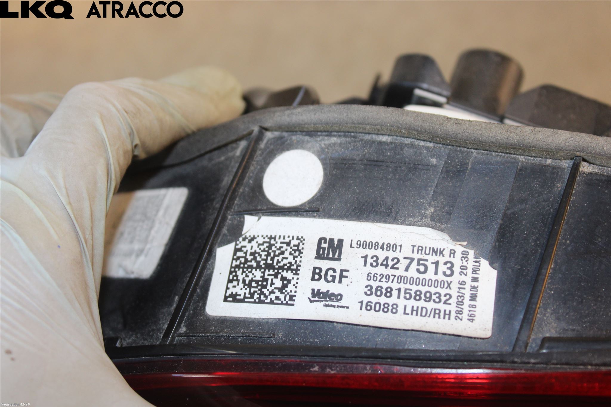 Opel ASTRA K 16-22 Baklykt Høyre  På Luke(Indre)