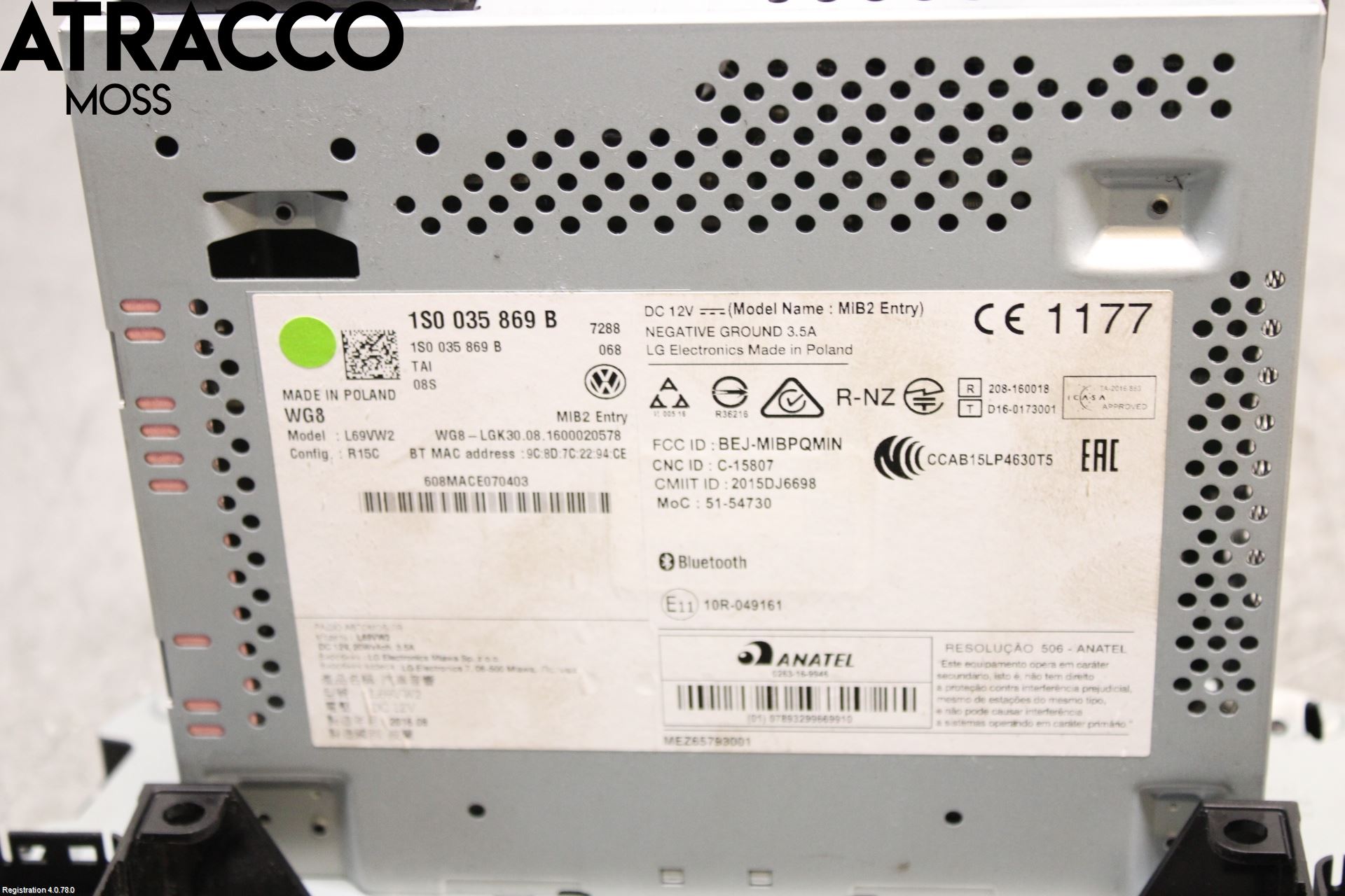 Volkswagen VW UP! / E-UP! Stereo Radio