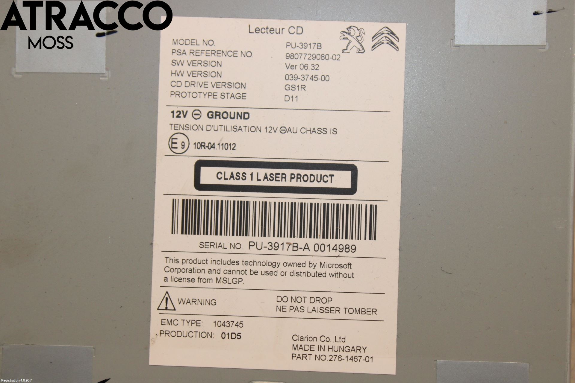 Peugeot 508 11-18 Stereo Radio Med Cd