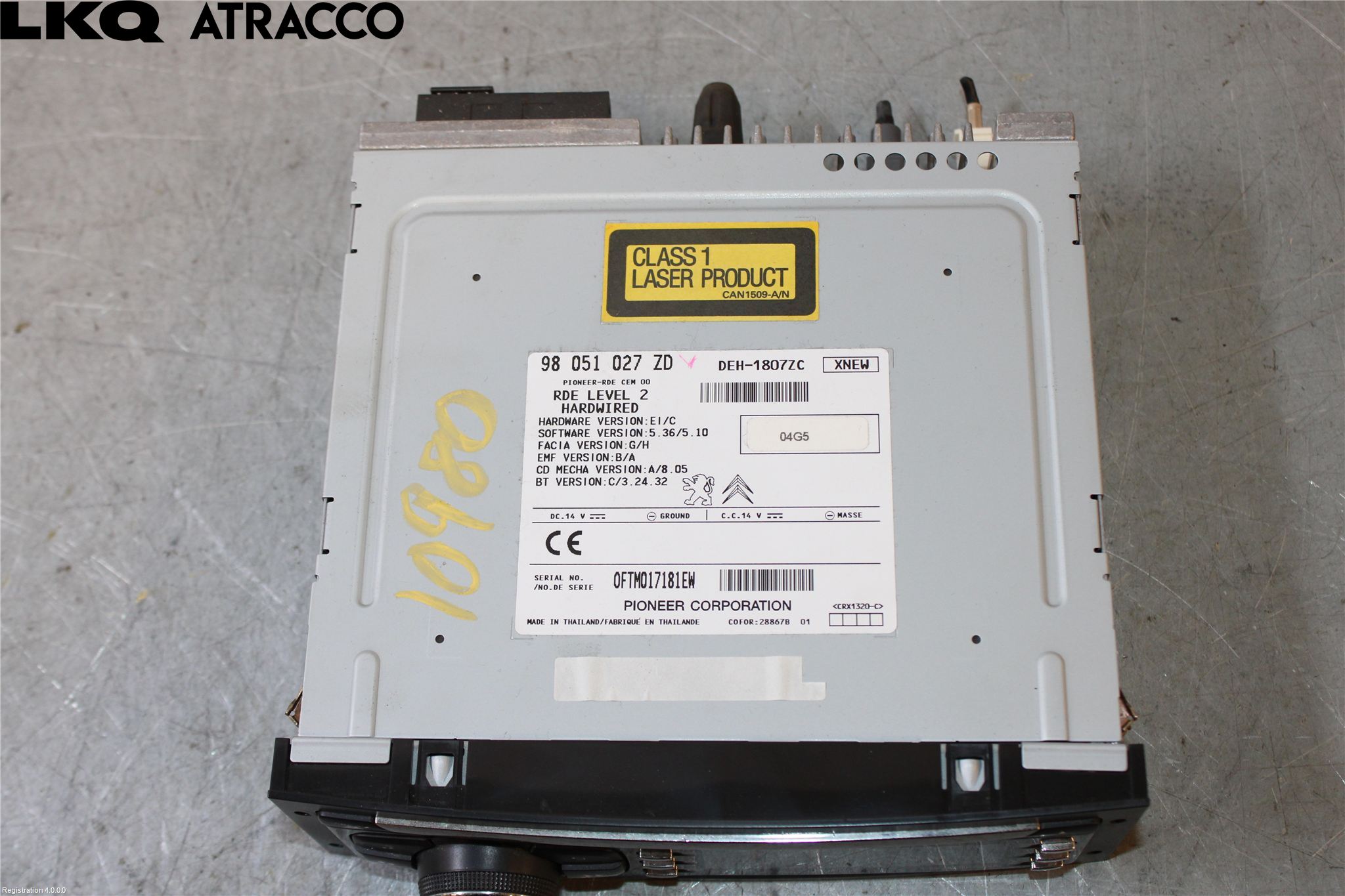 Citroen C-ZERO Stereo Radio Med Cd