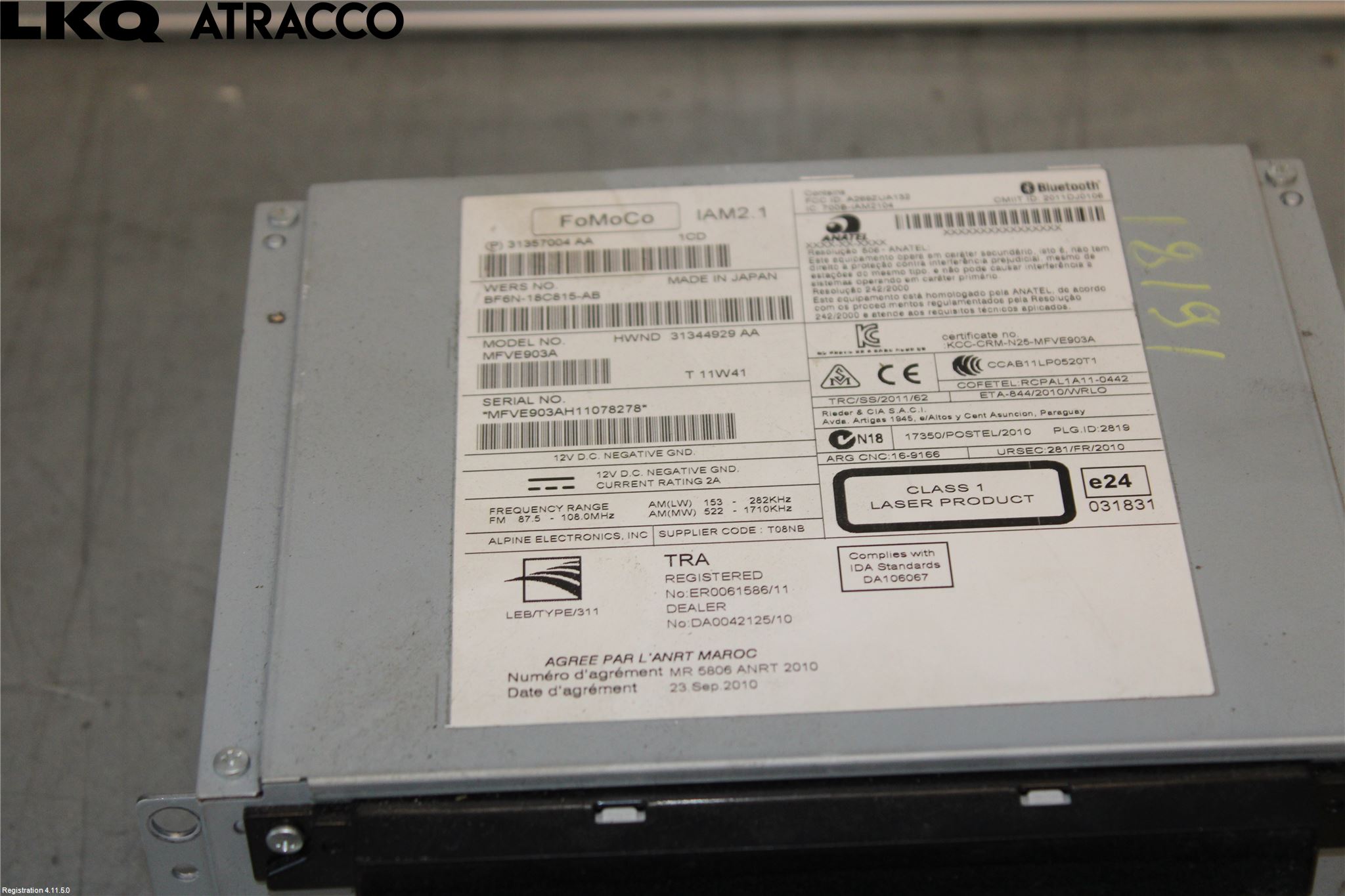 Volvo V60 11-13 Stereo Radio