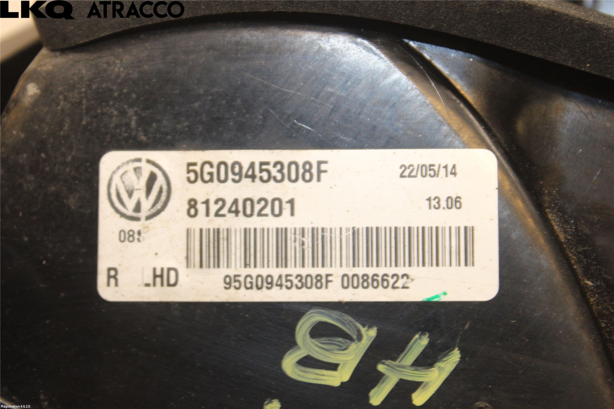 Volkswagen VW GOLF / E-GOLF VII 13-20 Baklykt Høyre  På Luke(Indre)