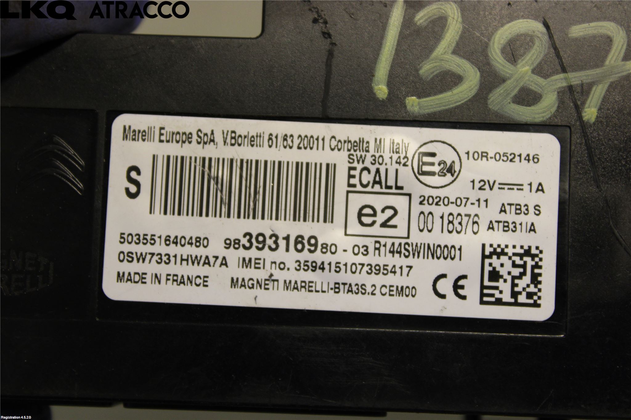 Opel CORSA F, CORSA-E 20- Styreenhet Øvrig