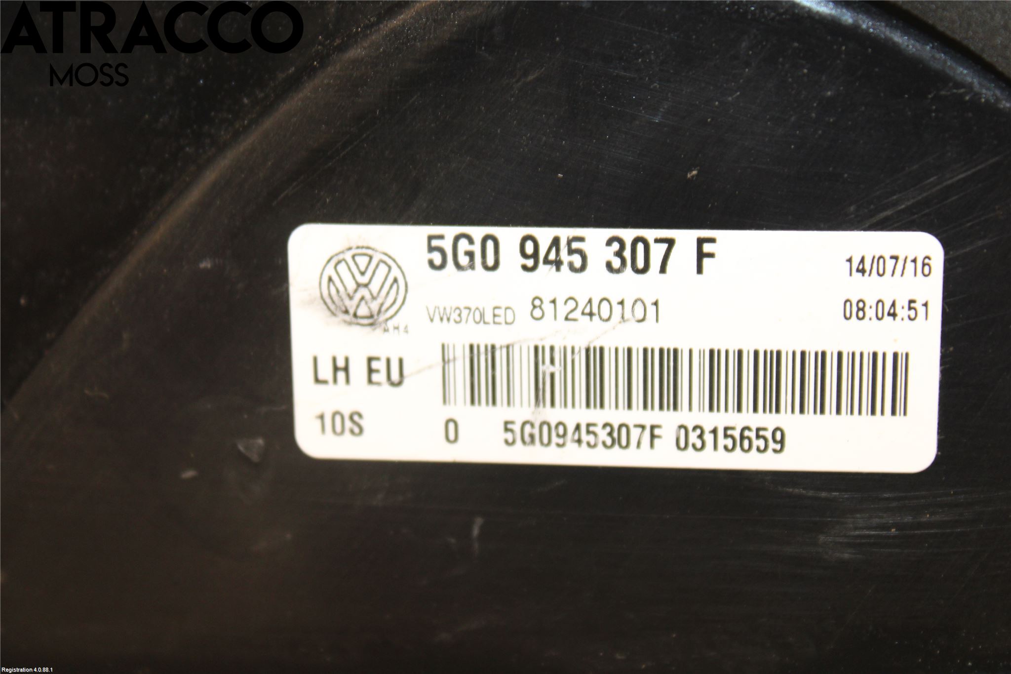 Volkswagen VW GOLF / E-GOLF VII 13-20 Baklykt Venstre  På Luke(Indre