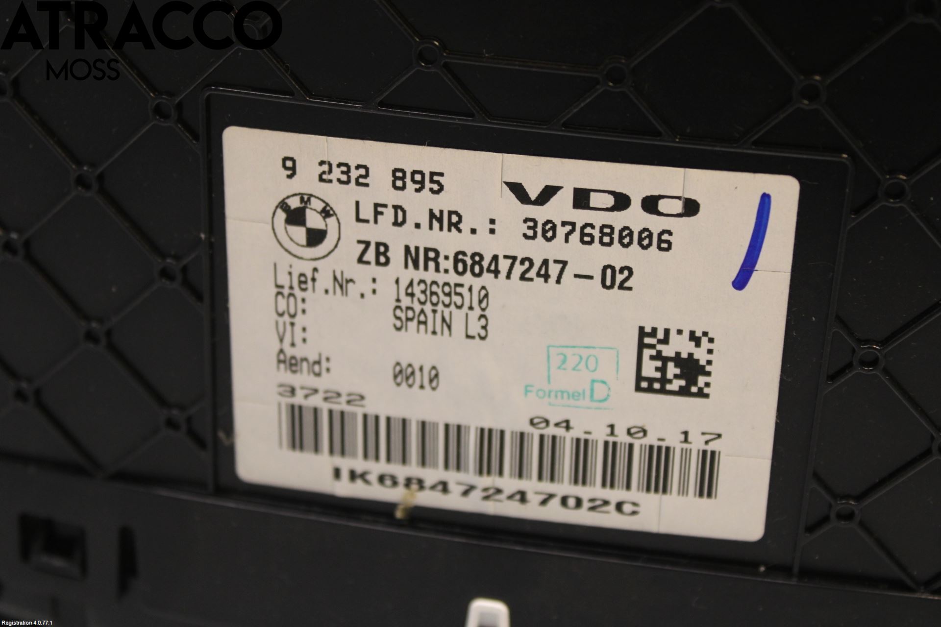 BMW 3 F30/F31/F80 12-19 Instr Kombinert