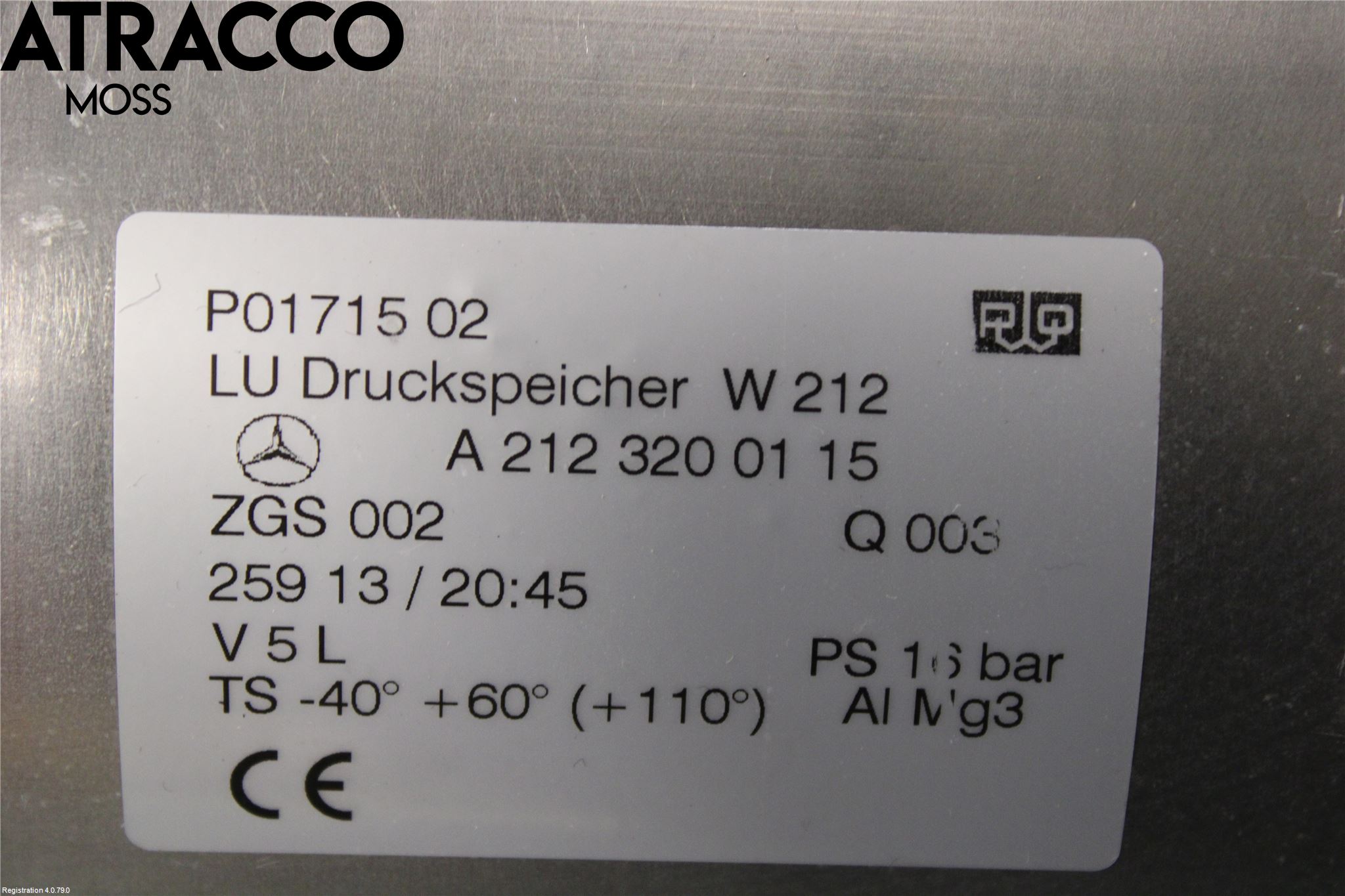 Mercedes-Benz MB E-KLASS (W212) 09-16 Nivå/Lufrfrändring Trycktank