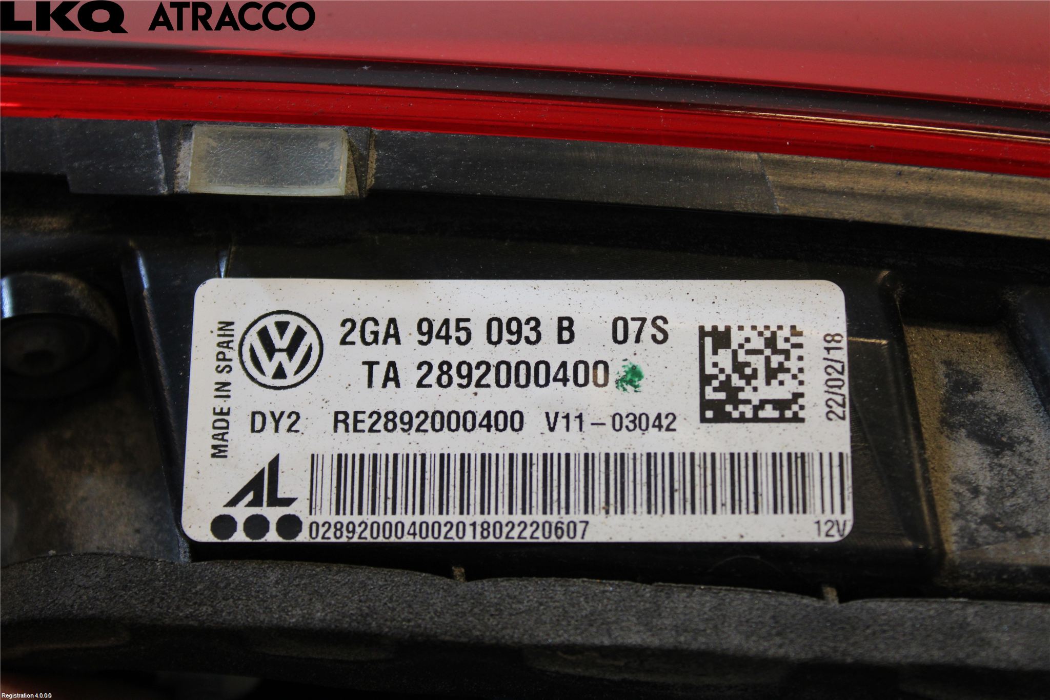 Volkswagen VW T-ROC 18- Baklykt Venstre  På Luke(Indre