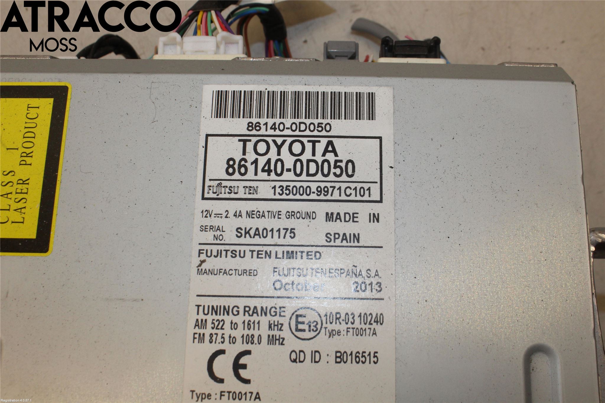 Toyota YARIS XP130 12-14 Stereo Radio Med Cd