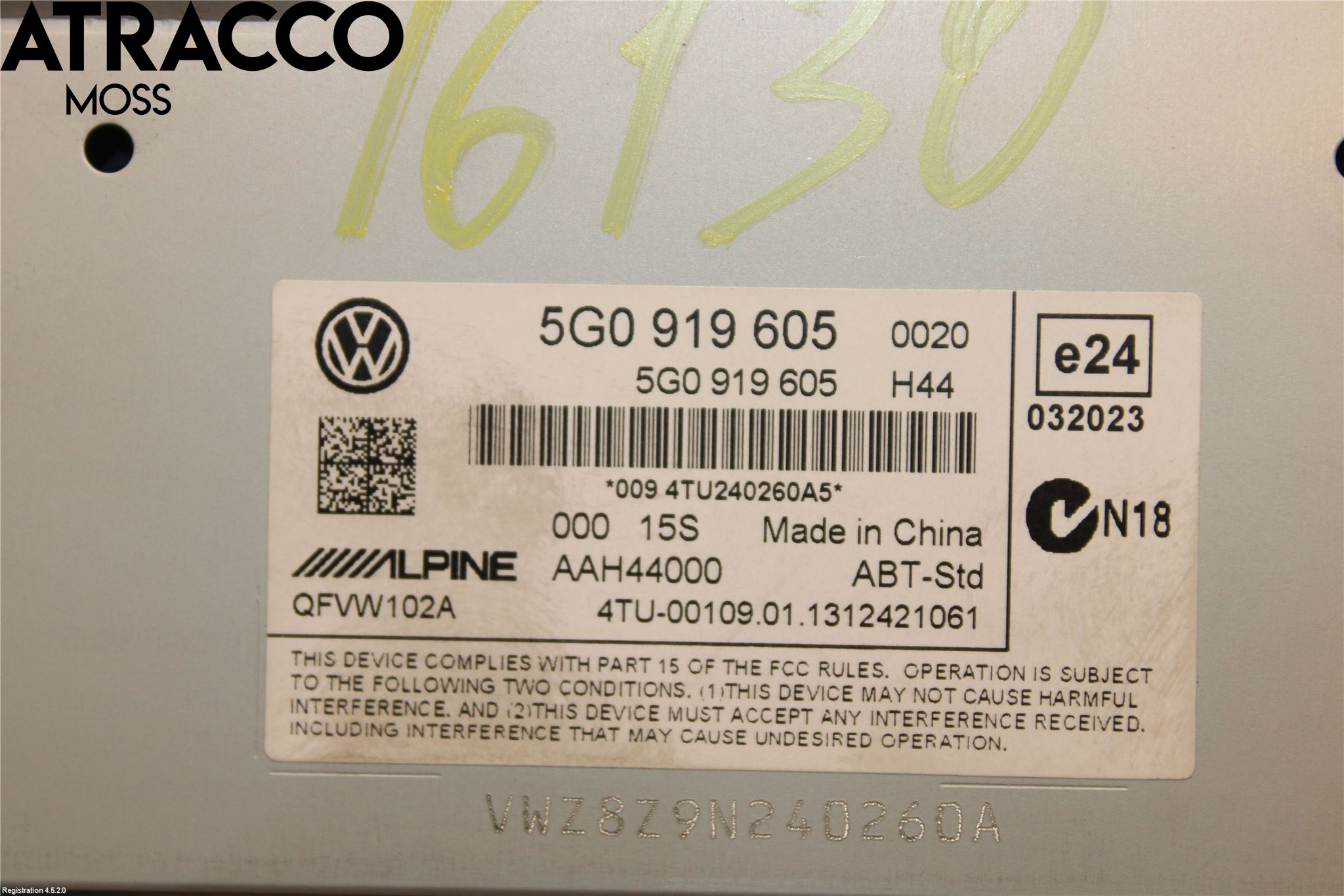 Volkswagen VW GOLF / E-GOLF VII 13-20 Multifunktionsdisplay