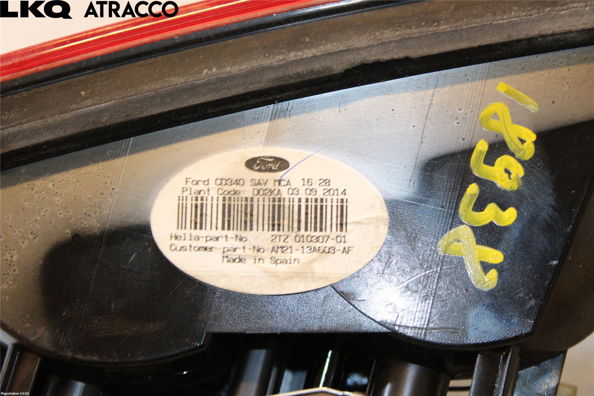 Ford S-MAX 06-15 Baklykt Høyre  På Luke(Indre)