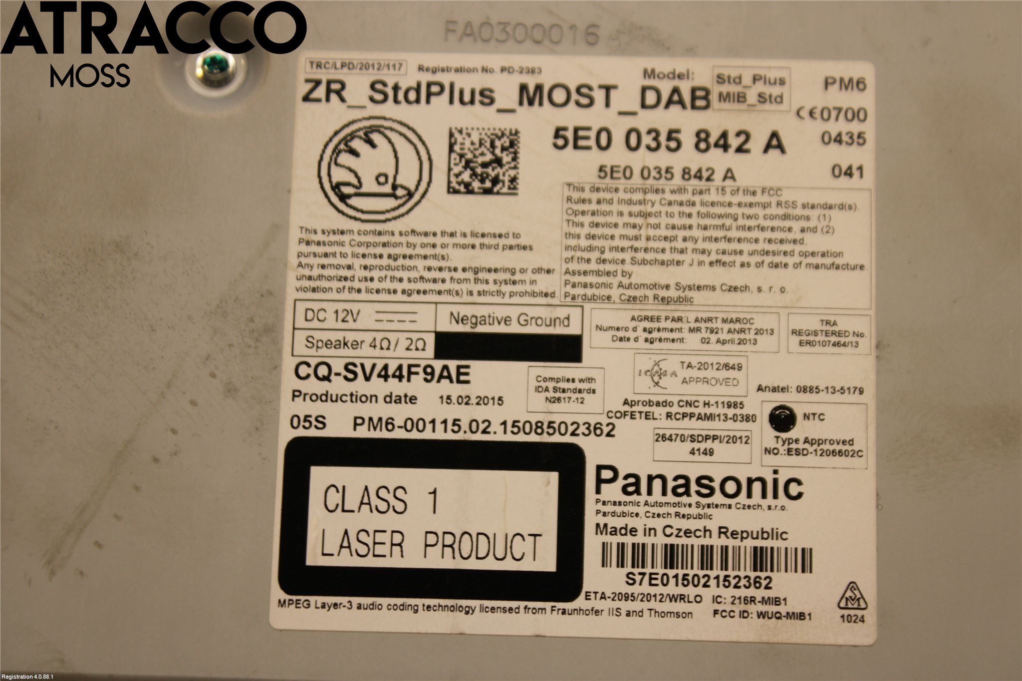 Skoda OCTAVIA (5E) 13-20 Stereo Radio Med Cd